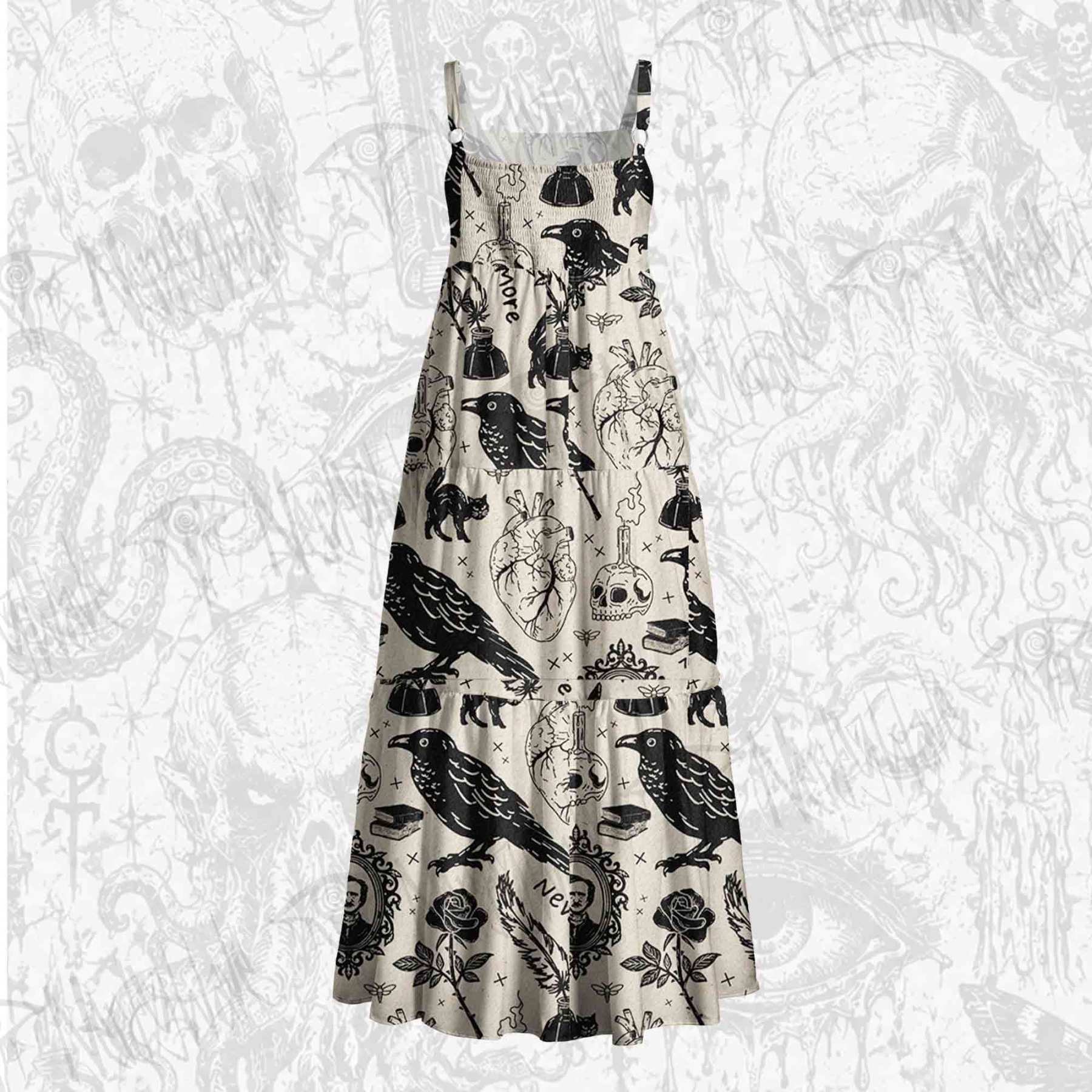 Raven’s Ink Wide Straps Maxi Dress