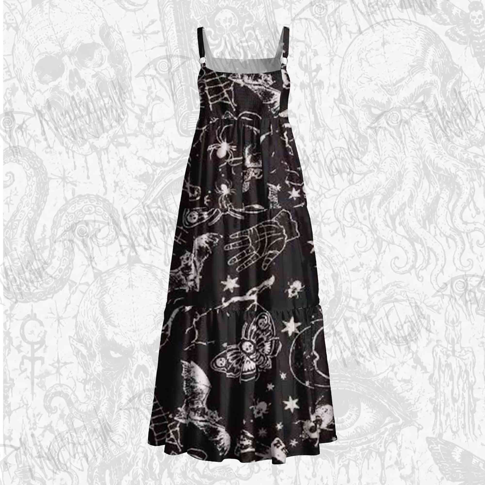 Death's Head Moth Wide Straps Maxi Dress