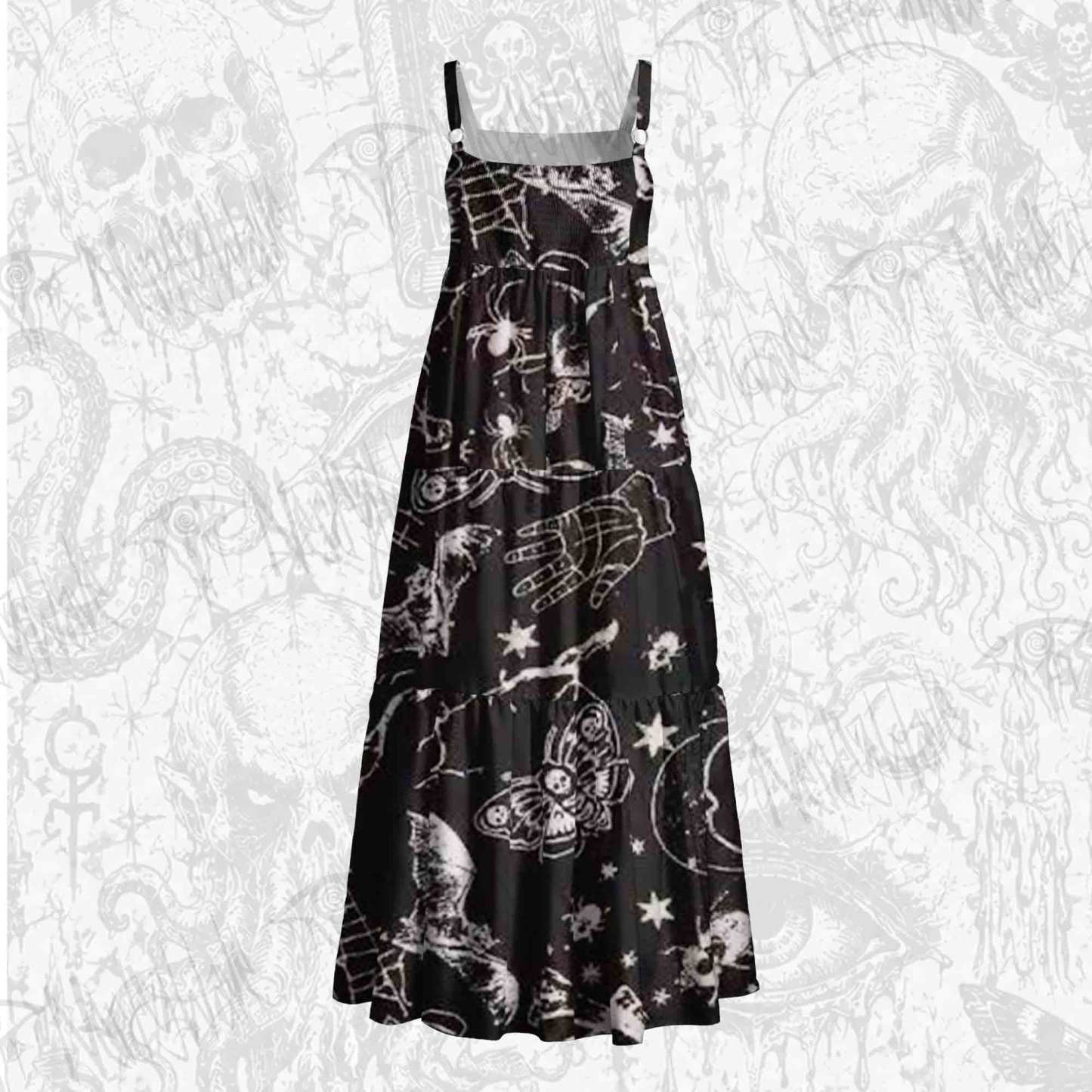 Death's Head Moth Wide Straps Maxi Dress