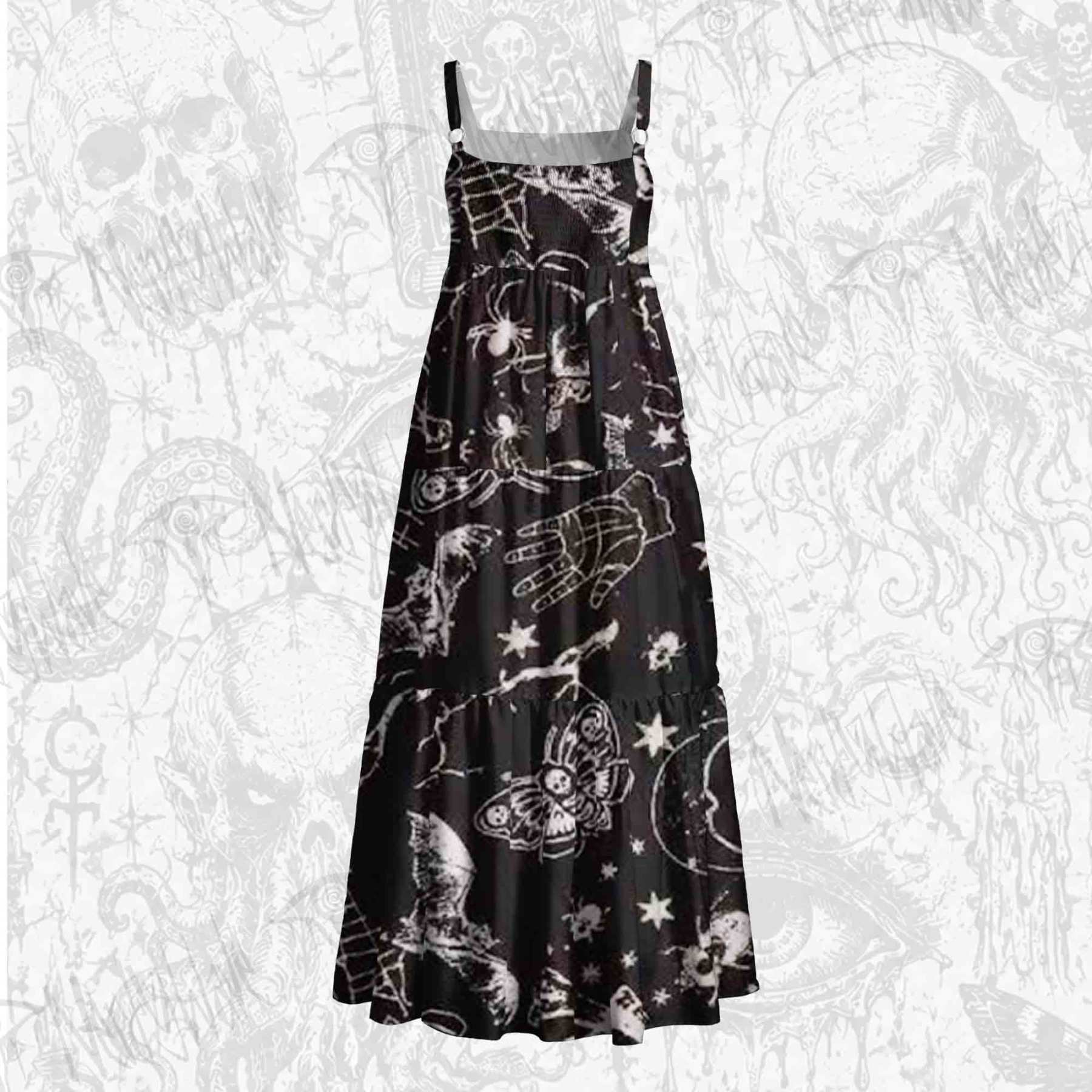 Death's Head Moth Wide Straps Maxi Dress