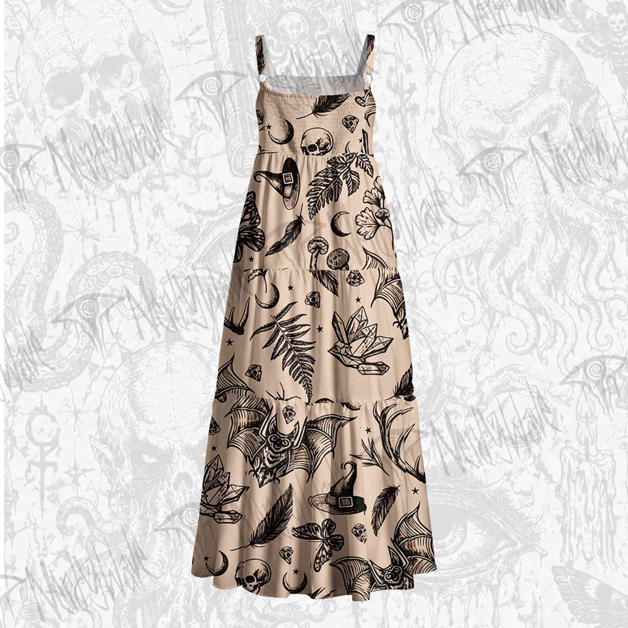 Witchy Botanical Wide Straps Maxi Dress