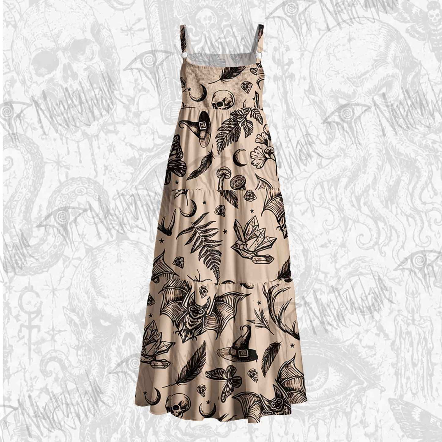 Witchy Botanical Wide Straps Maxi Dress