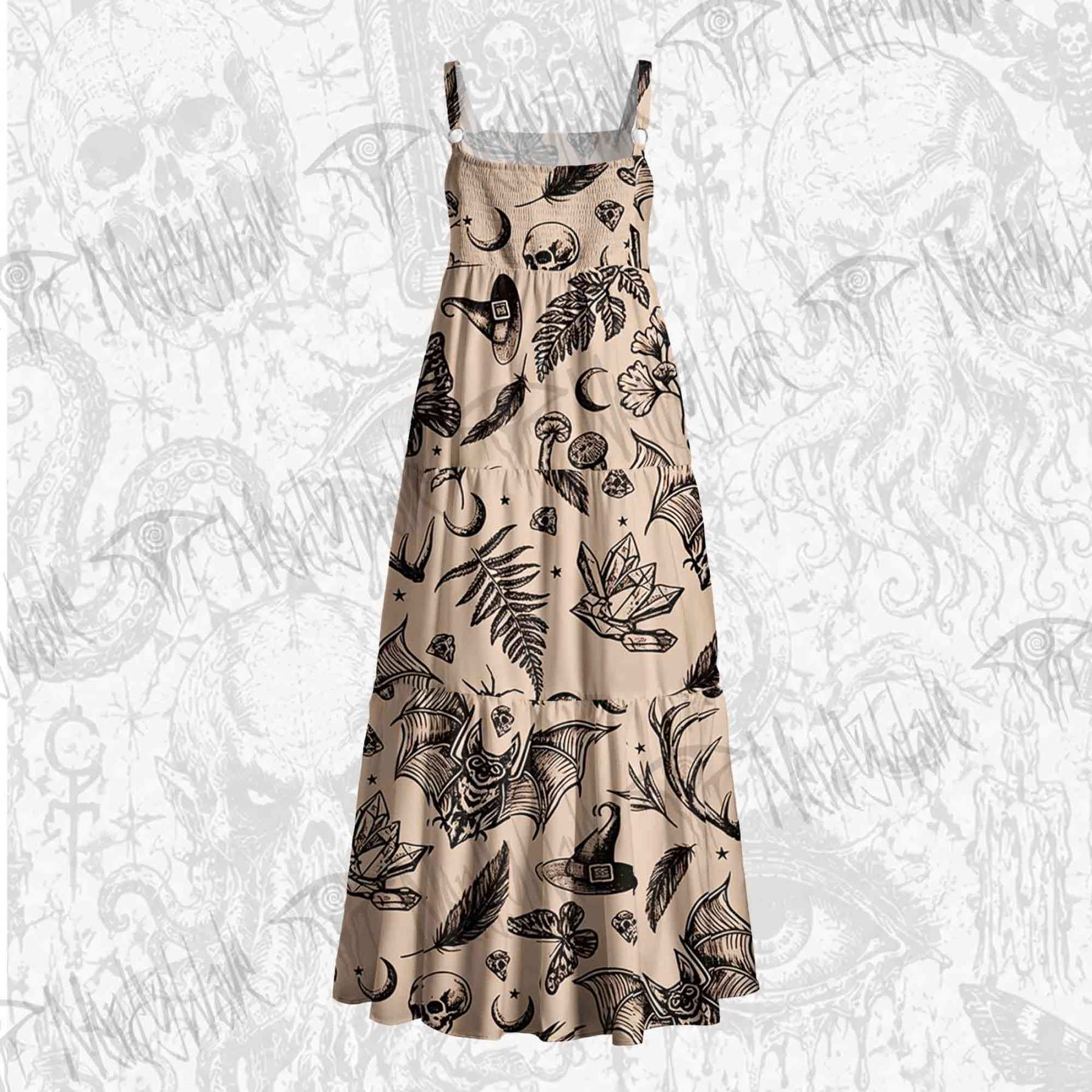 Witchy Botanical Wide Straps Maxi Dress