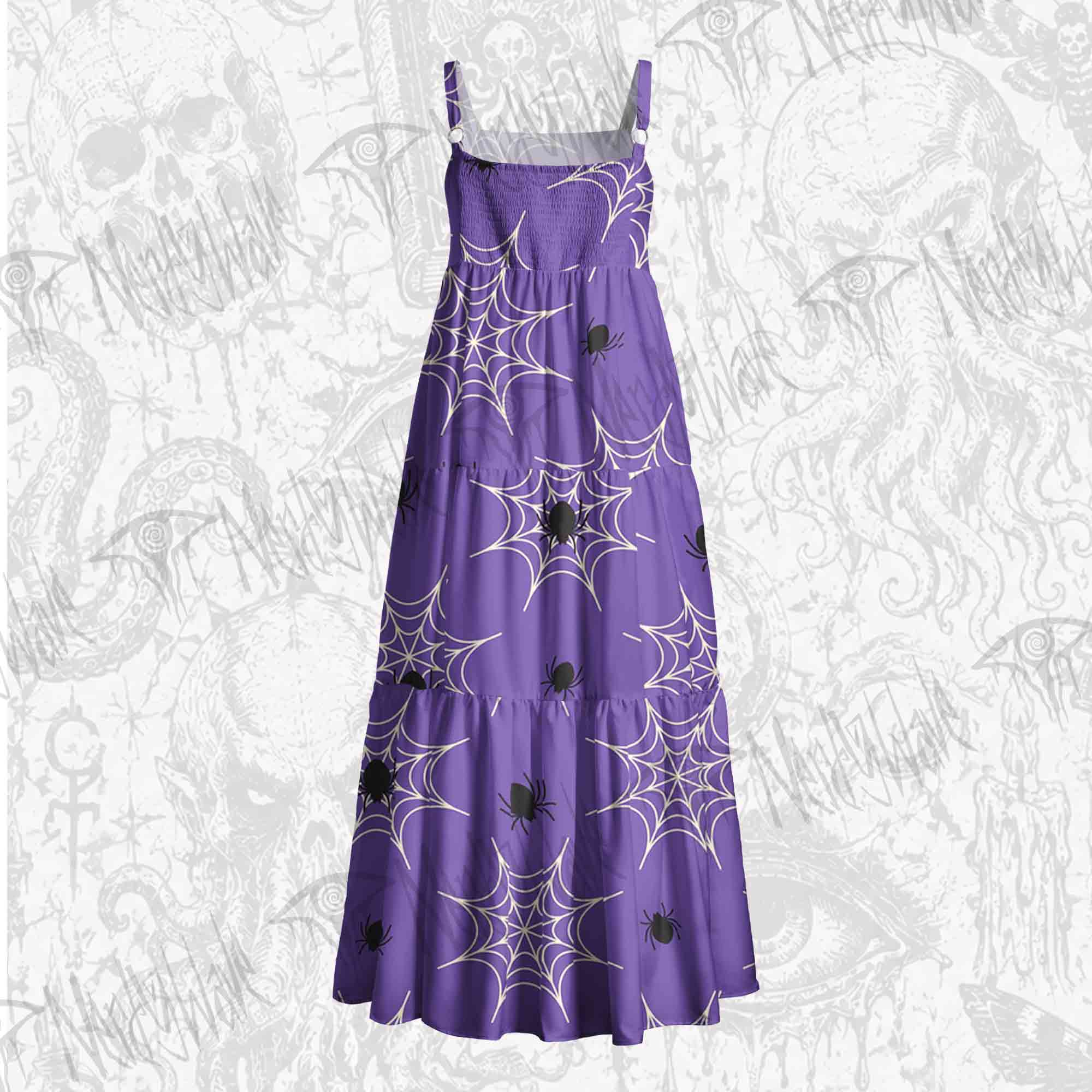 Spiders and Webs Wide Straps Maxi Dress