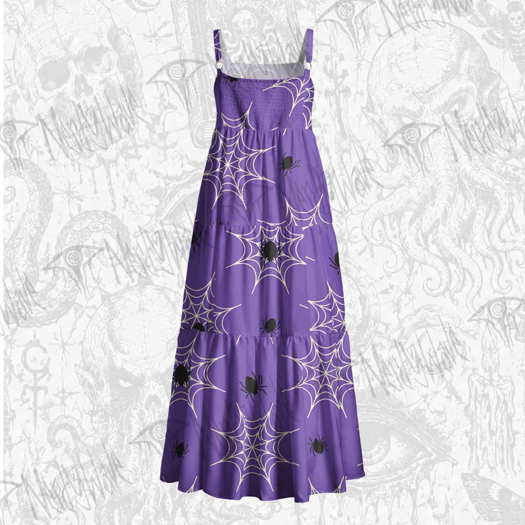 Spiders and Webs Wide Straps Maxi Dress