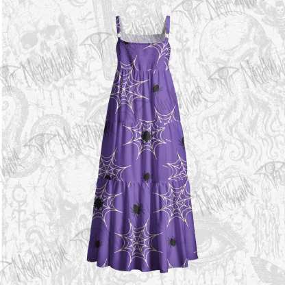 Spiders and Webs Wide Straps Maxi Dress