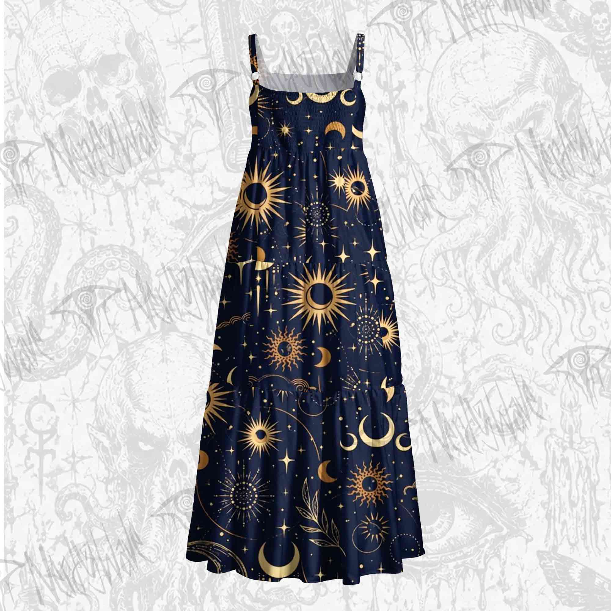 Celestial Aesthetic Wide Straps Maxi Dress