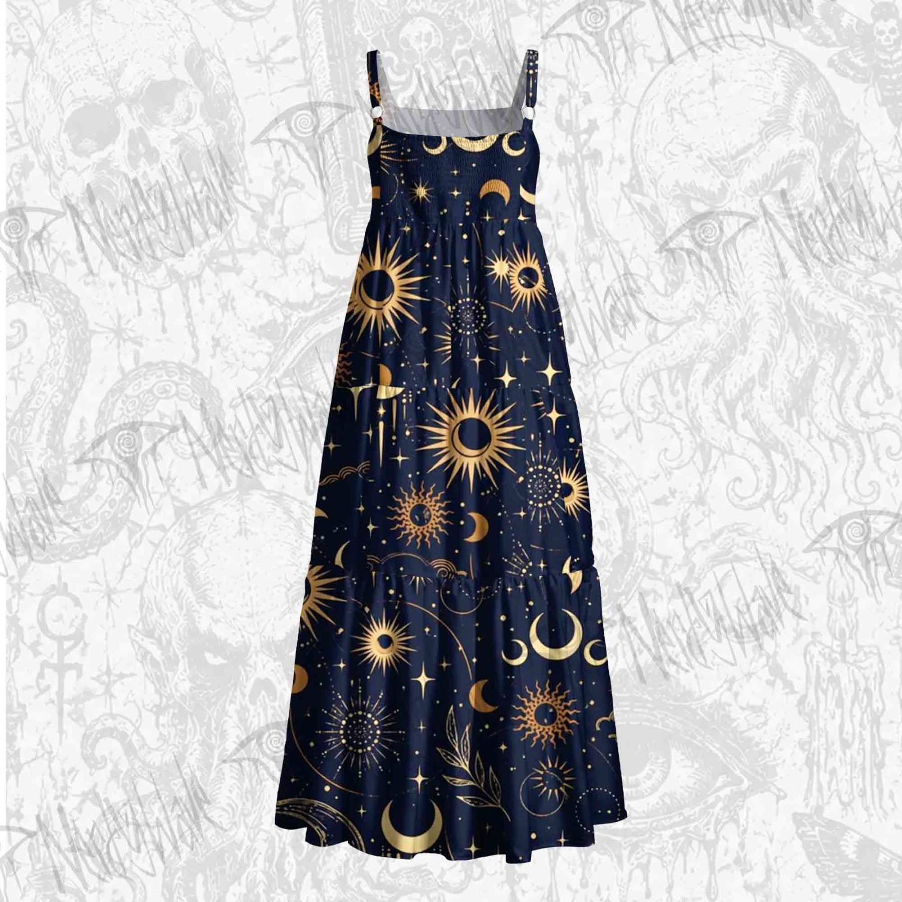 Celestial Aesthetic Wide Straps Maxi Dress