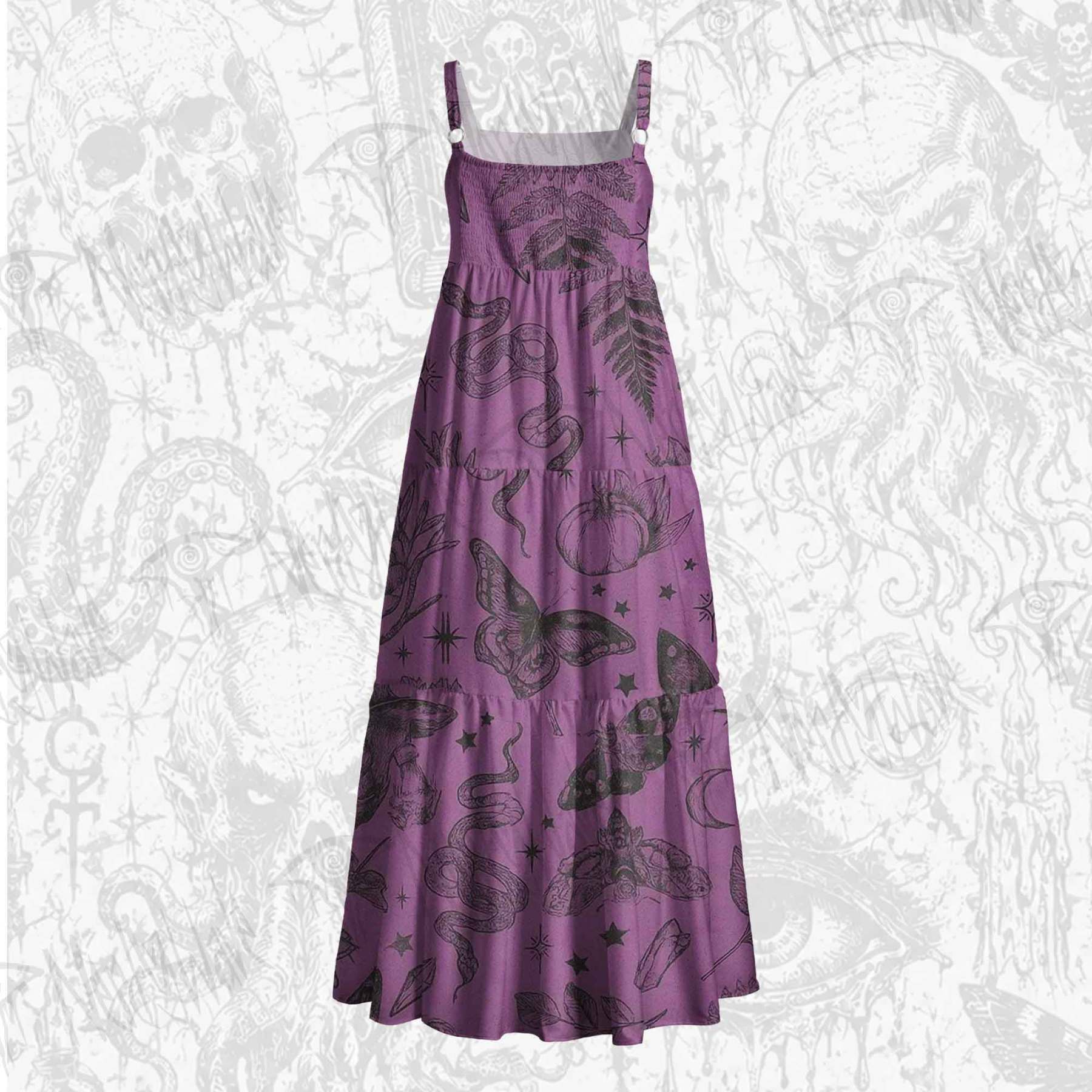 Witchy Aesthetic Wide Straps Maxi Dress