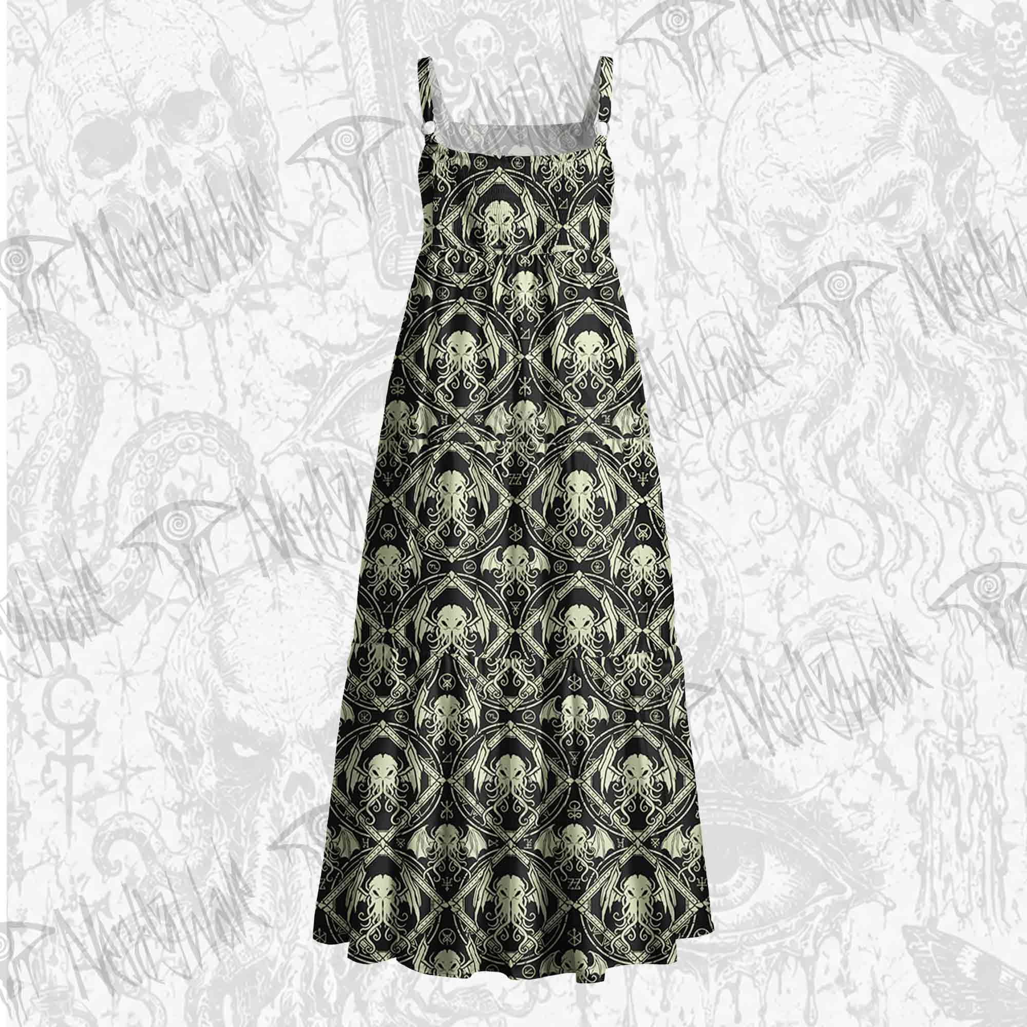 Abyssal Swirls Wide Straps Maxi Dress