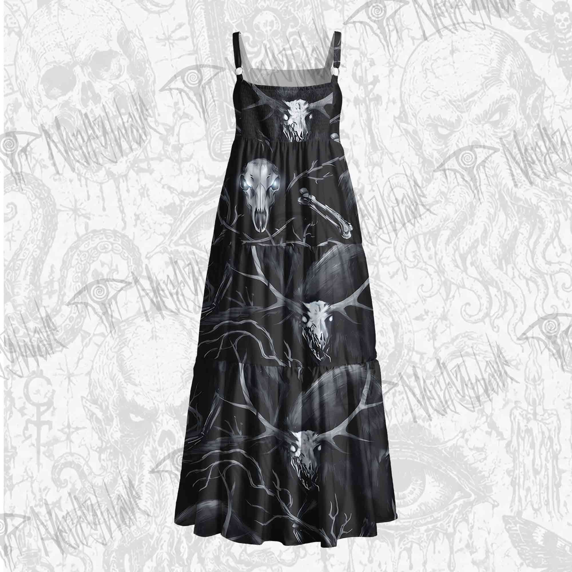 Wendigo Folk Horror Wide Straps Maxi Dress