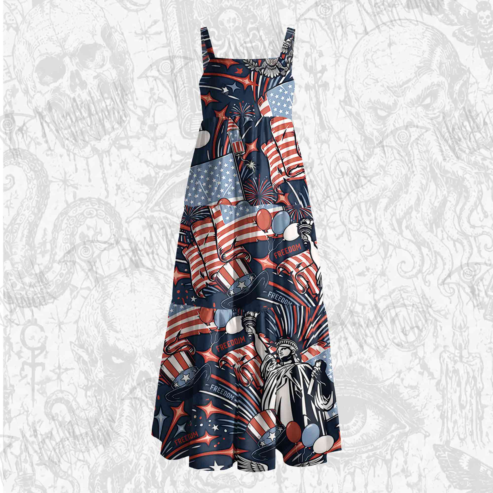 The Statue of Liberty Wide Straps Maxi Dress