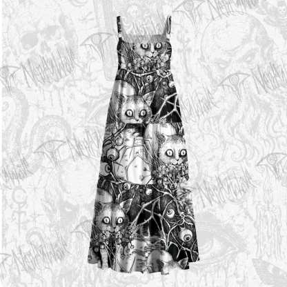 The Cats are Watching Wide Straps Maxi Dress