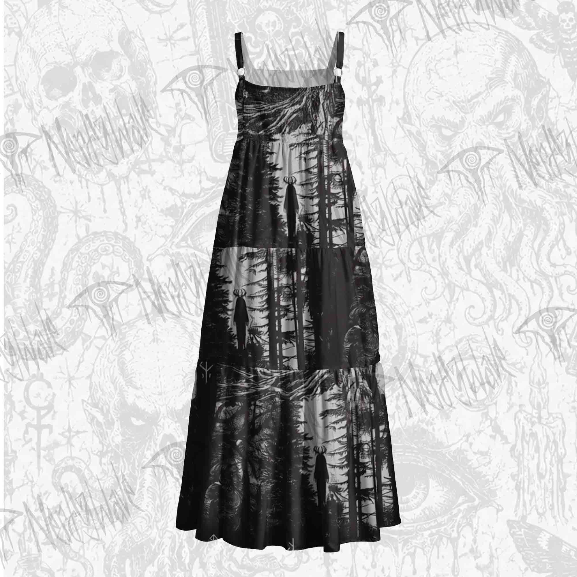 Forest Ritual Wide Straps Maxi Dress