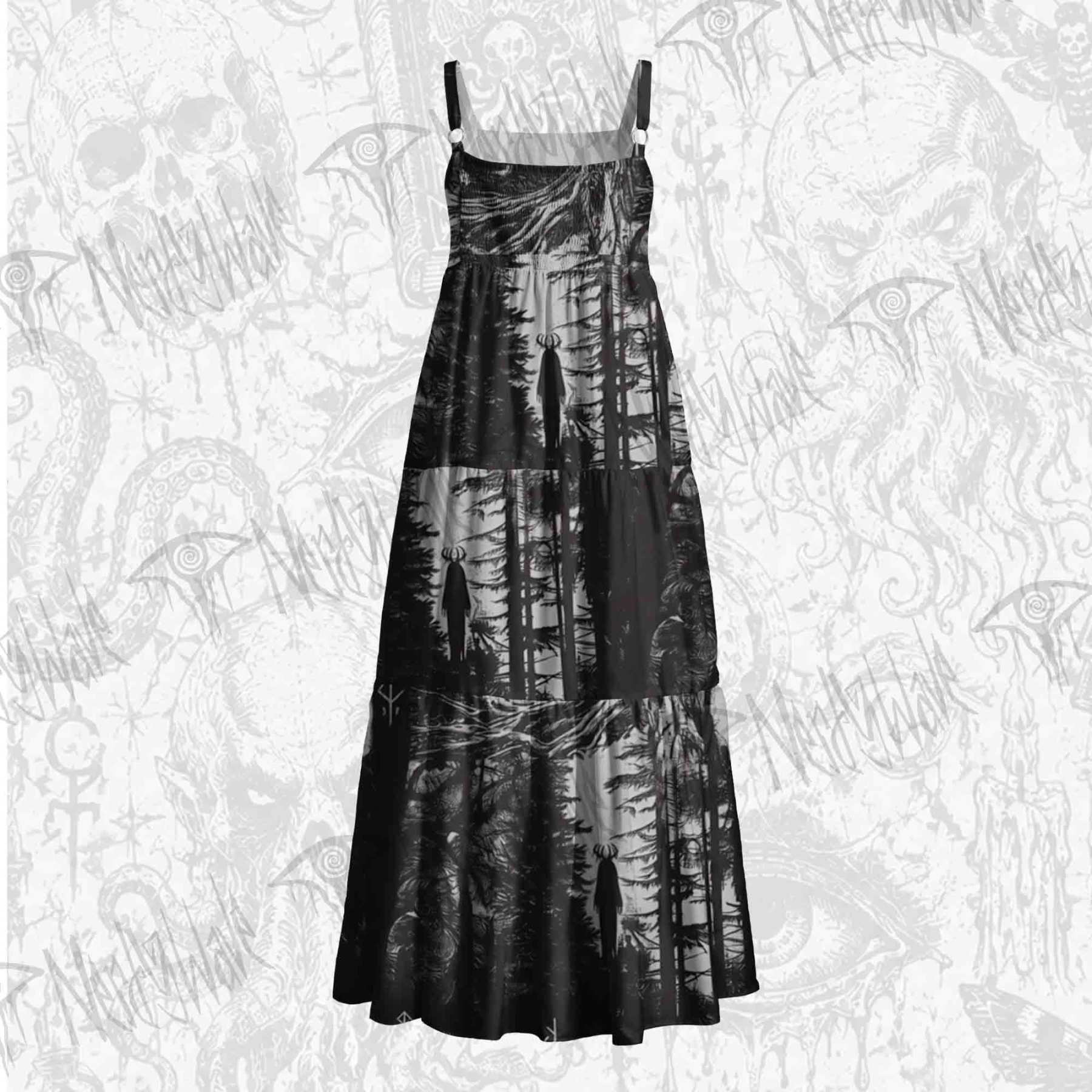Forest Ritual Wide Straps Maxi Dress