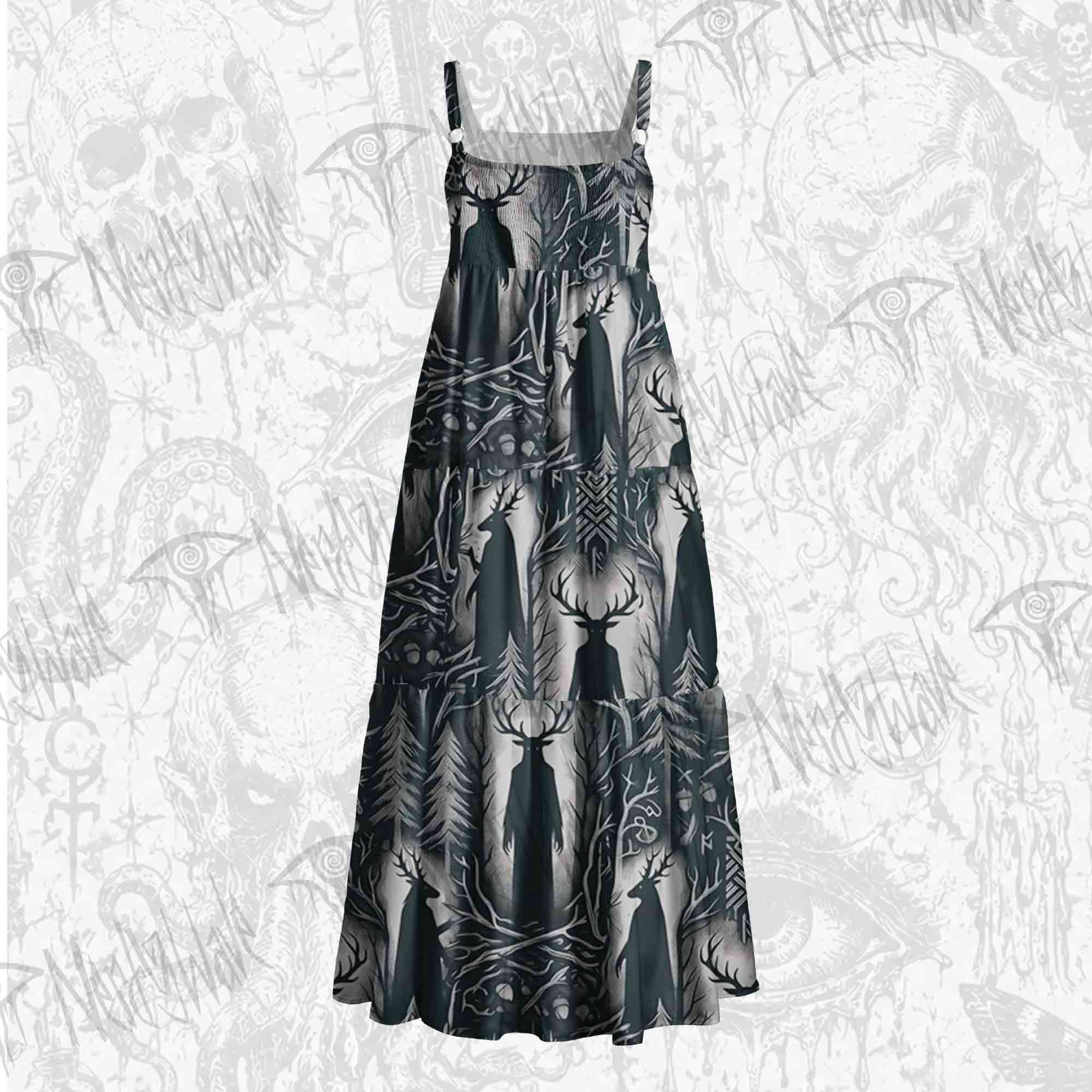 Horned Guardian Wide Straps Maxi Dress