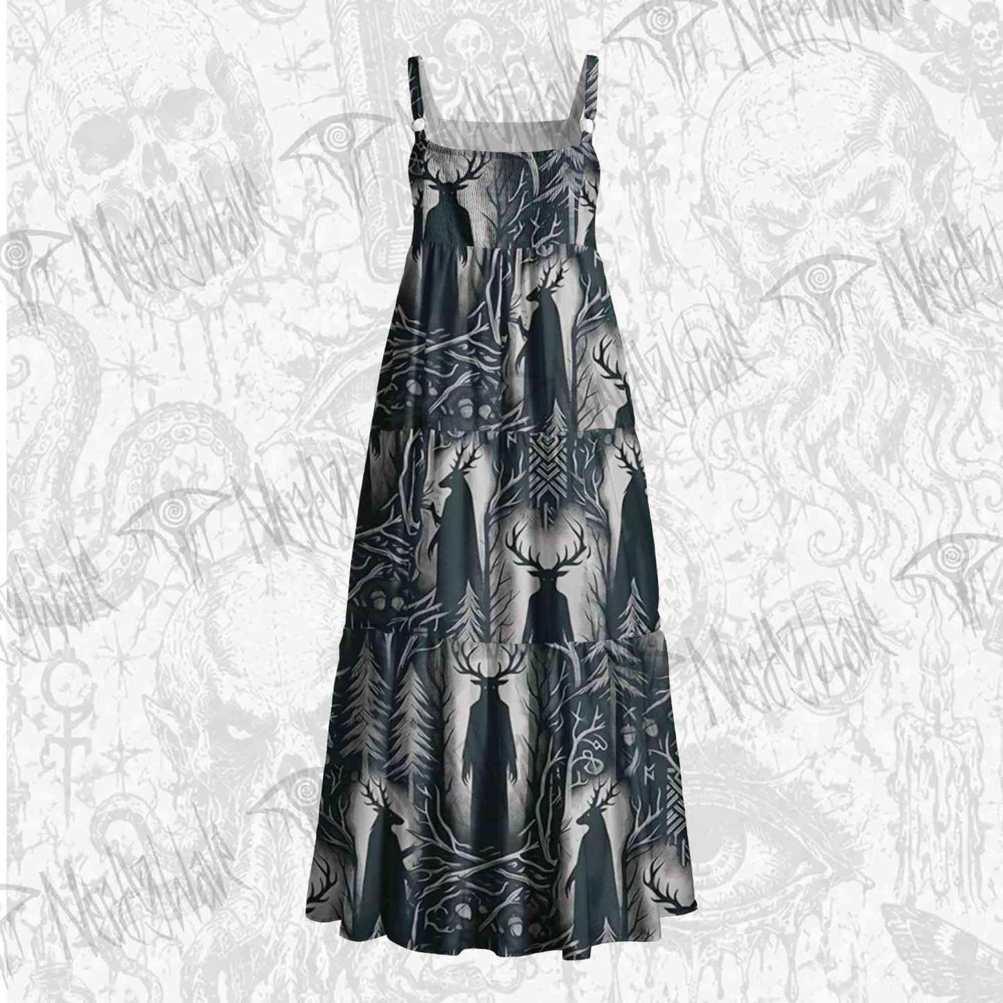 Horned Guardian Wide Straps Maxi Dress