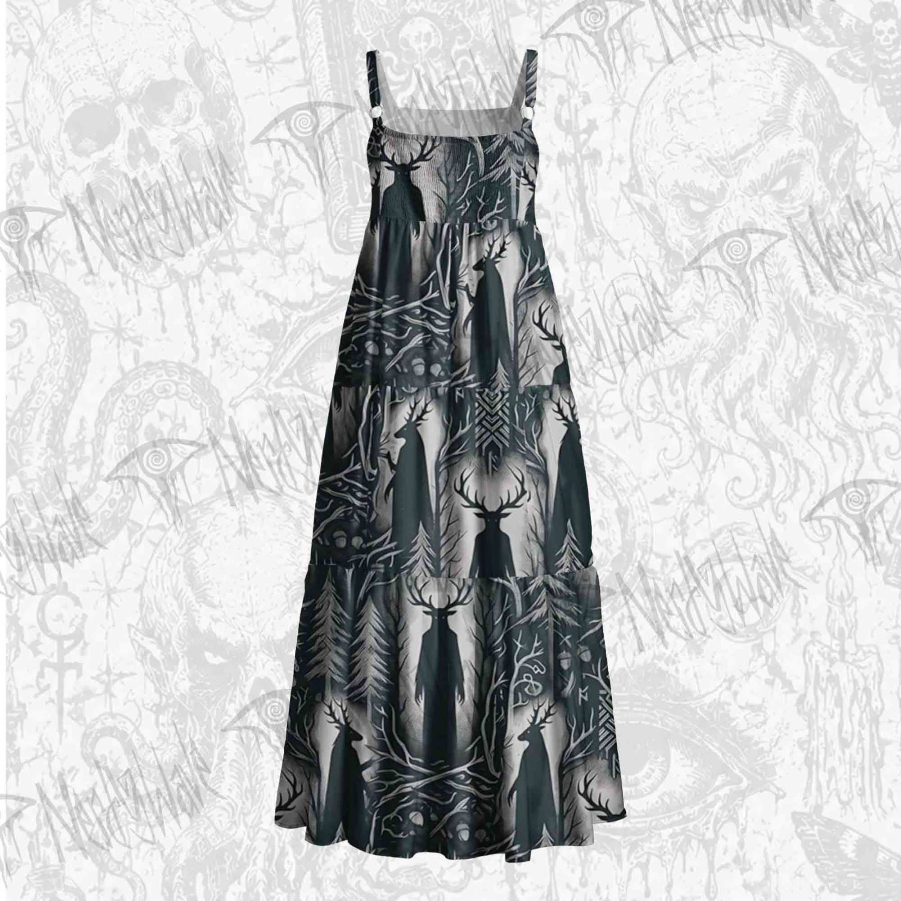 Horned Guardian Wide Straps Maxi Dress
