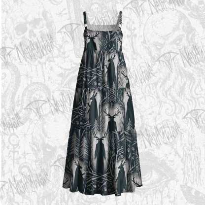 Horned Guardian Wide Straps Maxi Dress