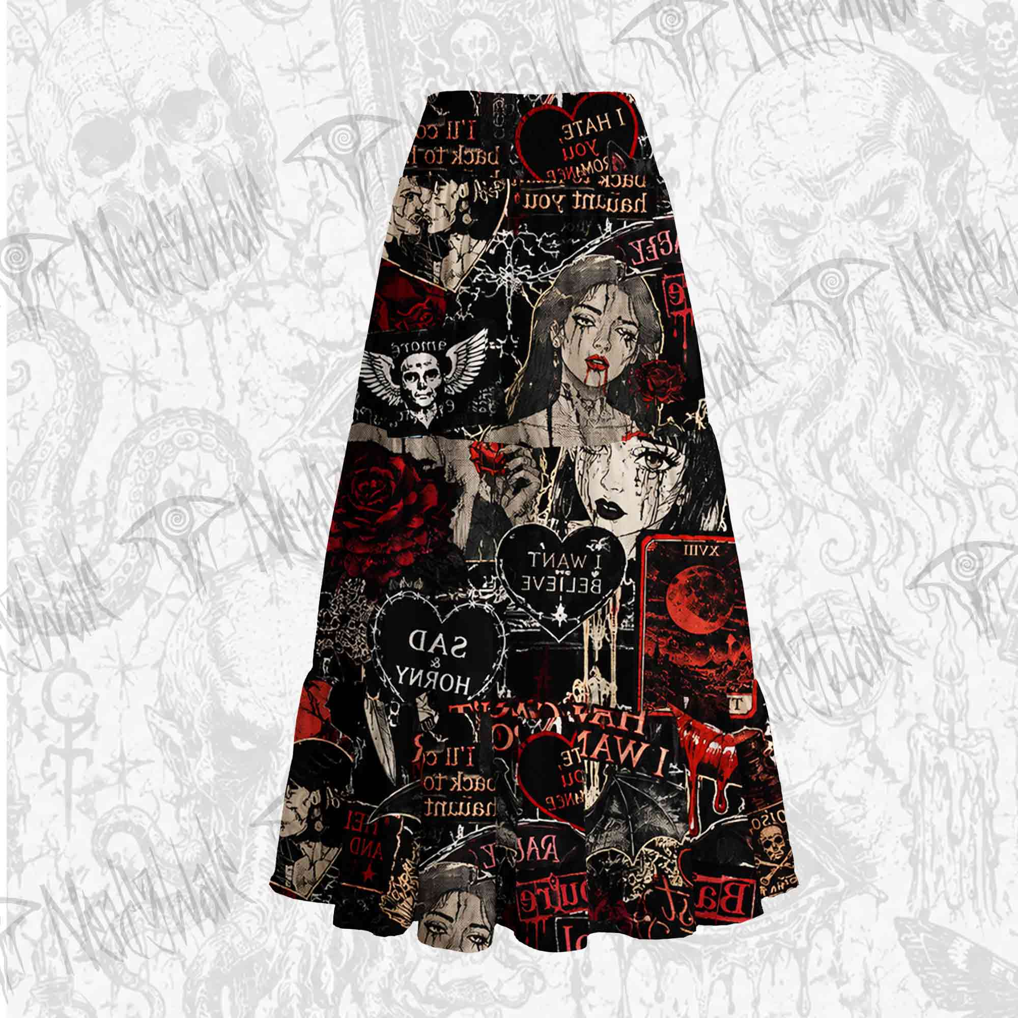 Vintage Stay Spooky Tiered Skirt