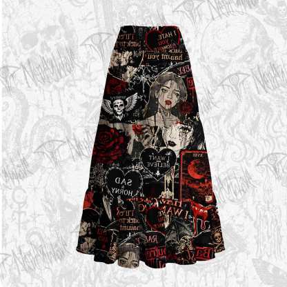 Vintage Stay Spooky Tiered Skirt