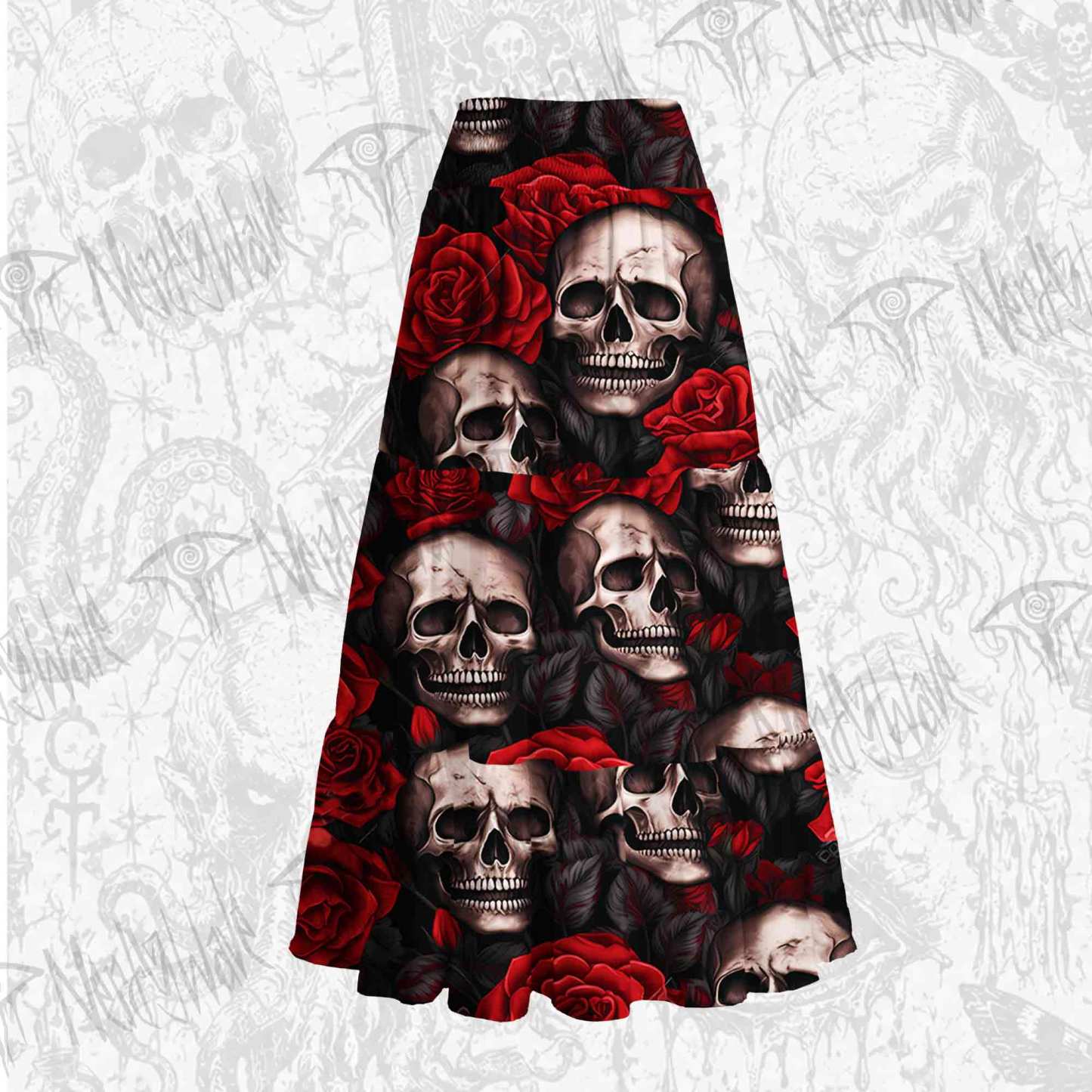Skull and Roses Tiered Skirt