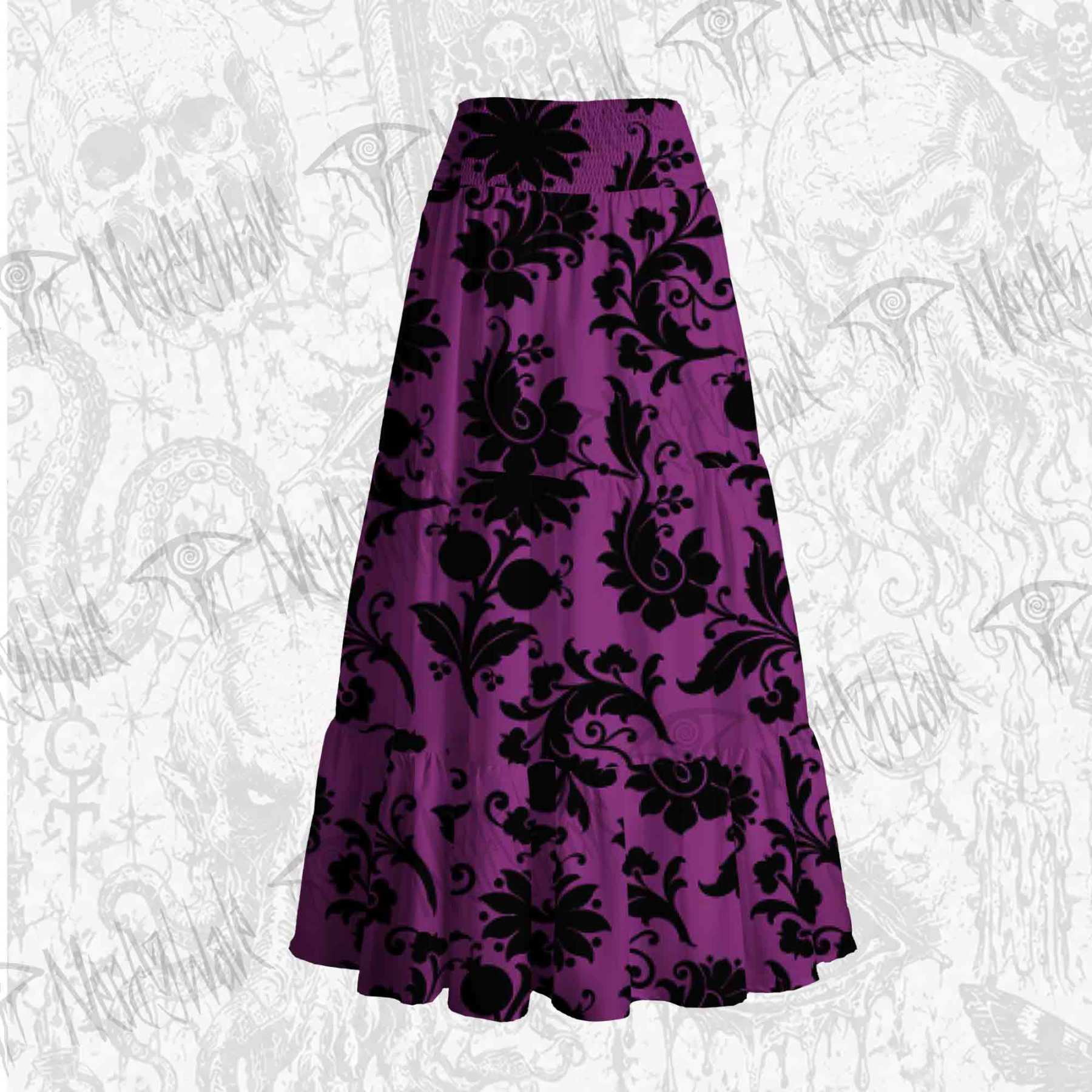 Black Floral Tiered Skirt