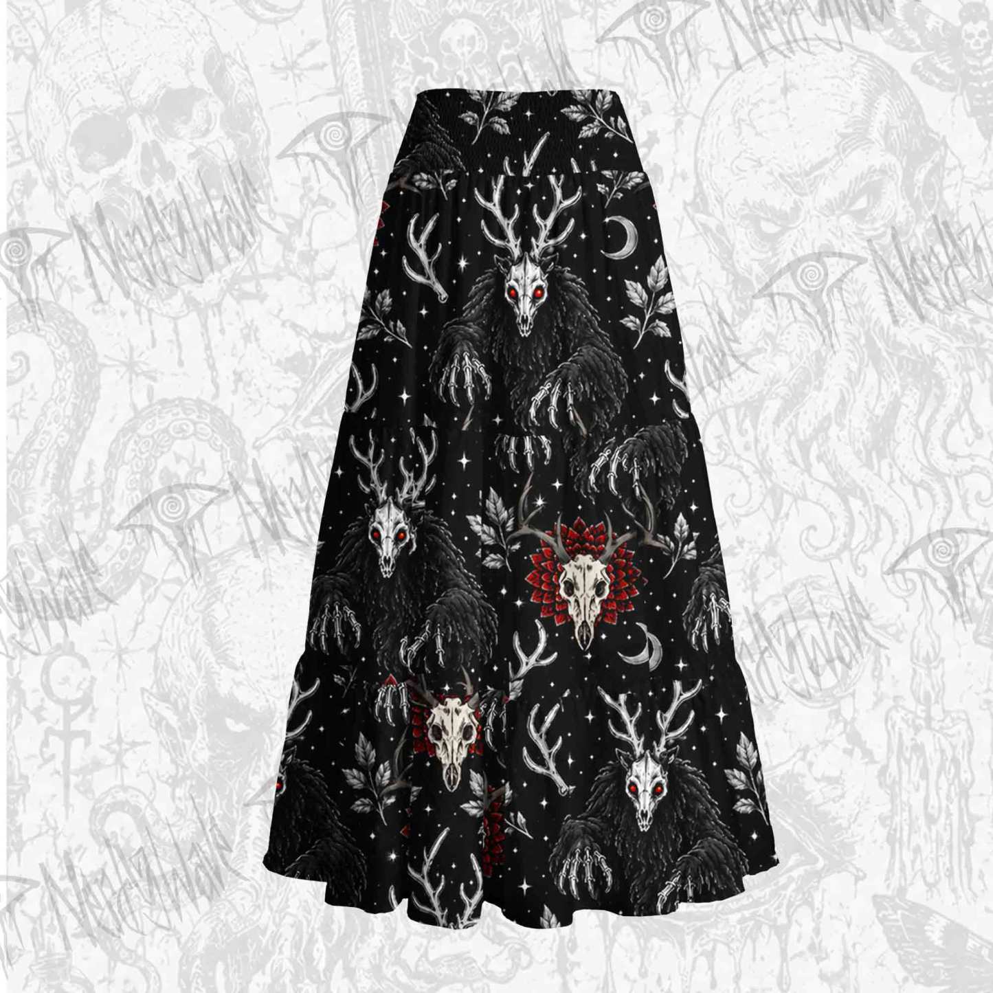 Wendigo Skulls Tiered Skirt