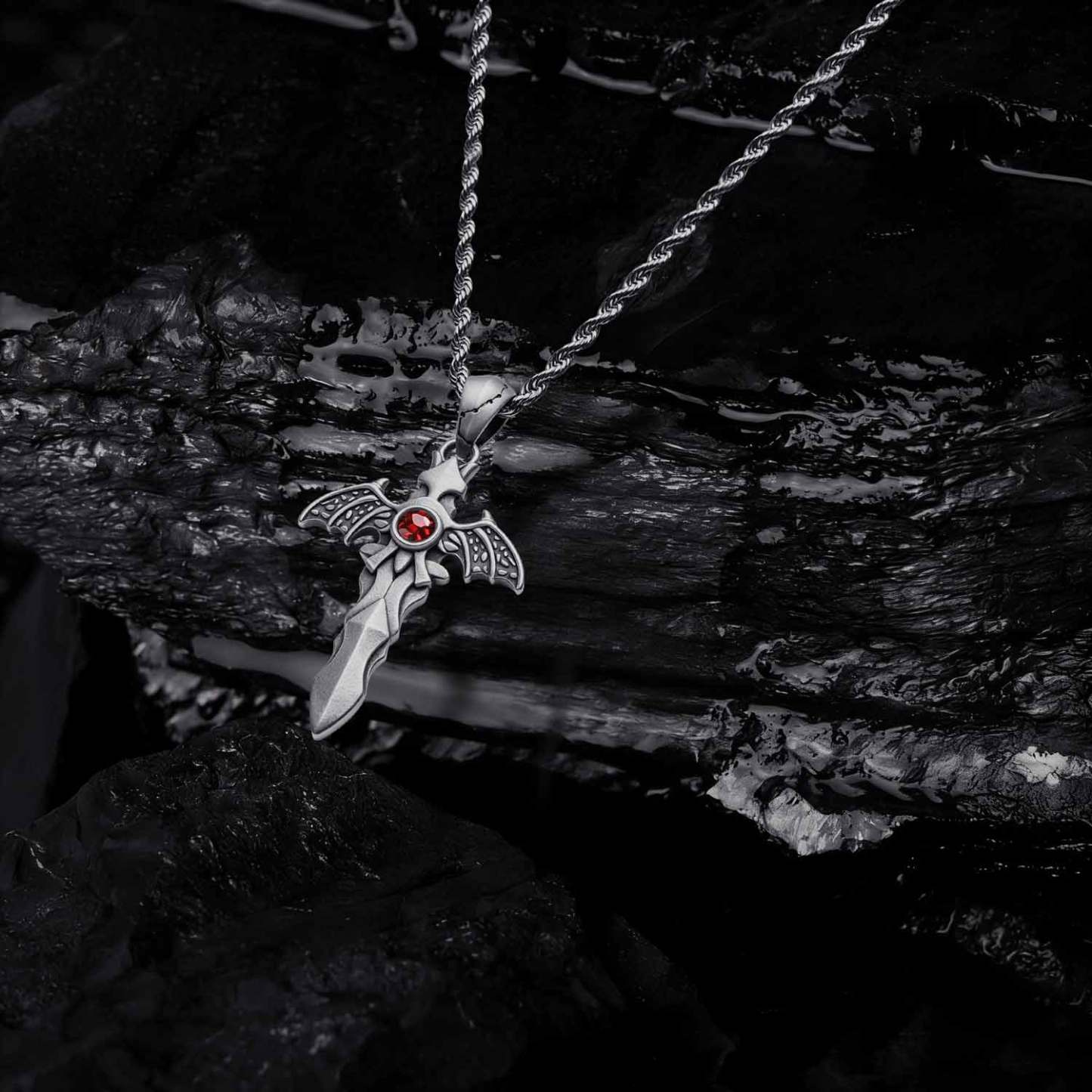 Gothic Bat Cross Necklace