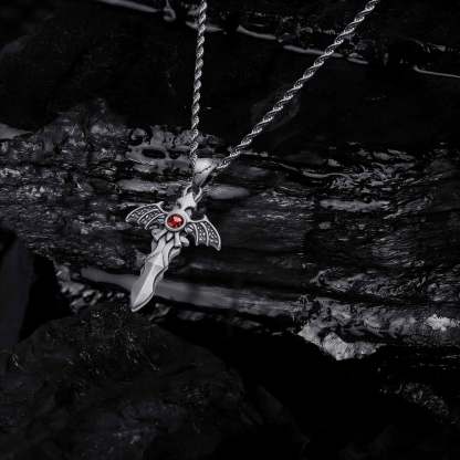Gothic Bat Cross Necklace