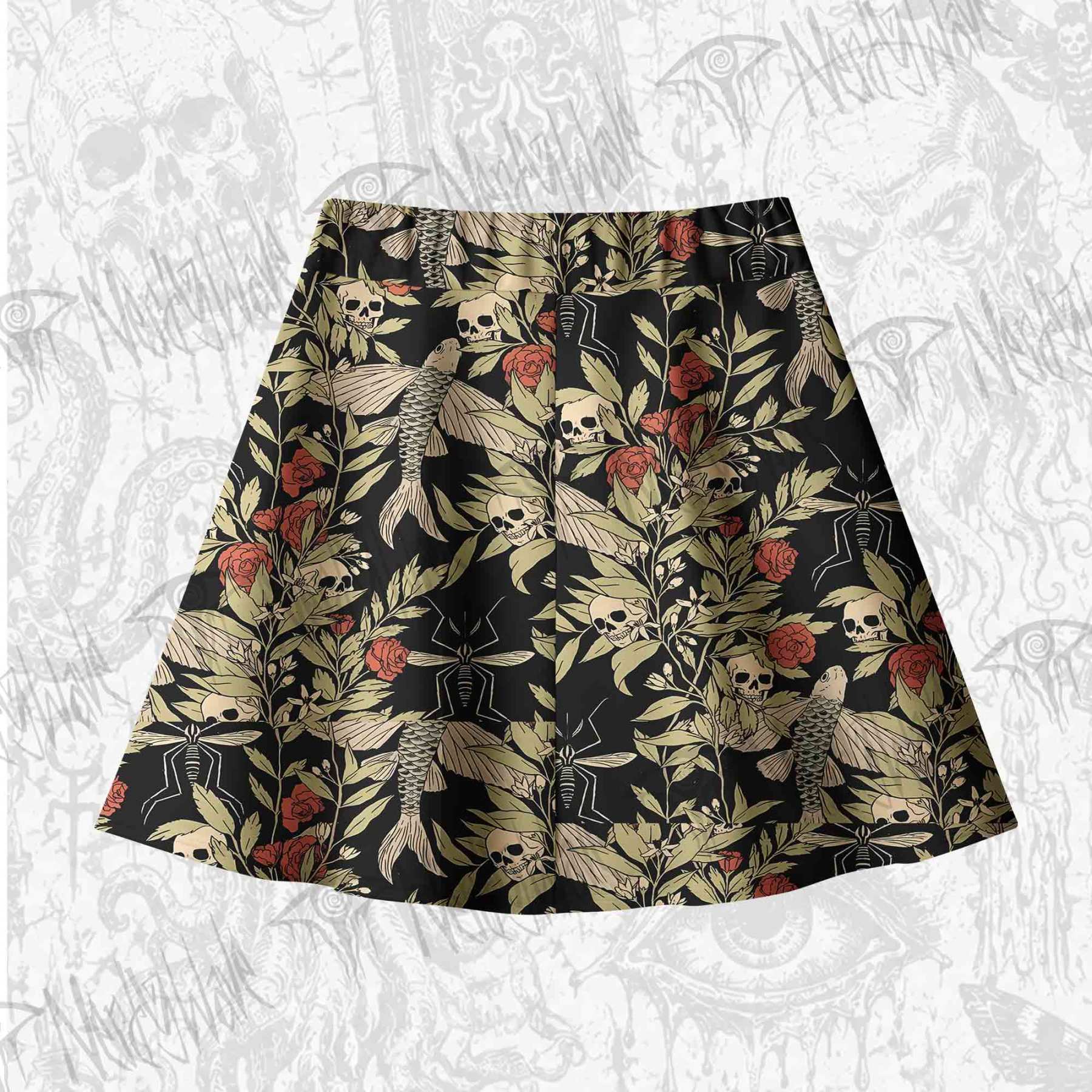 Skull and Flying Fish Skateboard Skirts