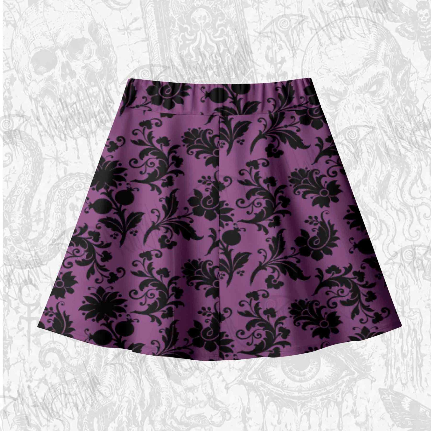 Black Floral Skateboard Skirts