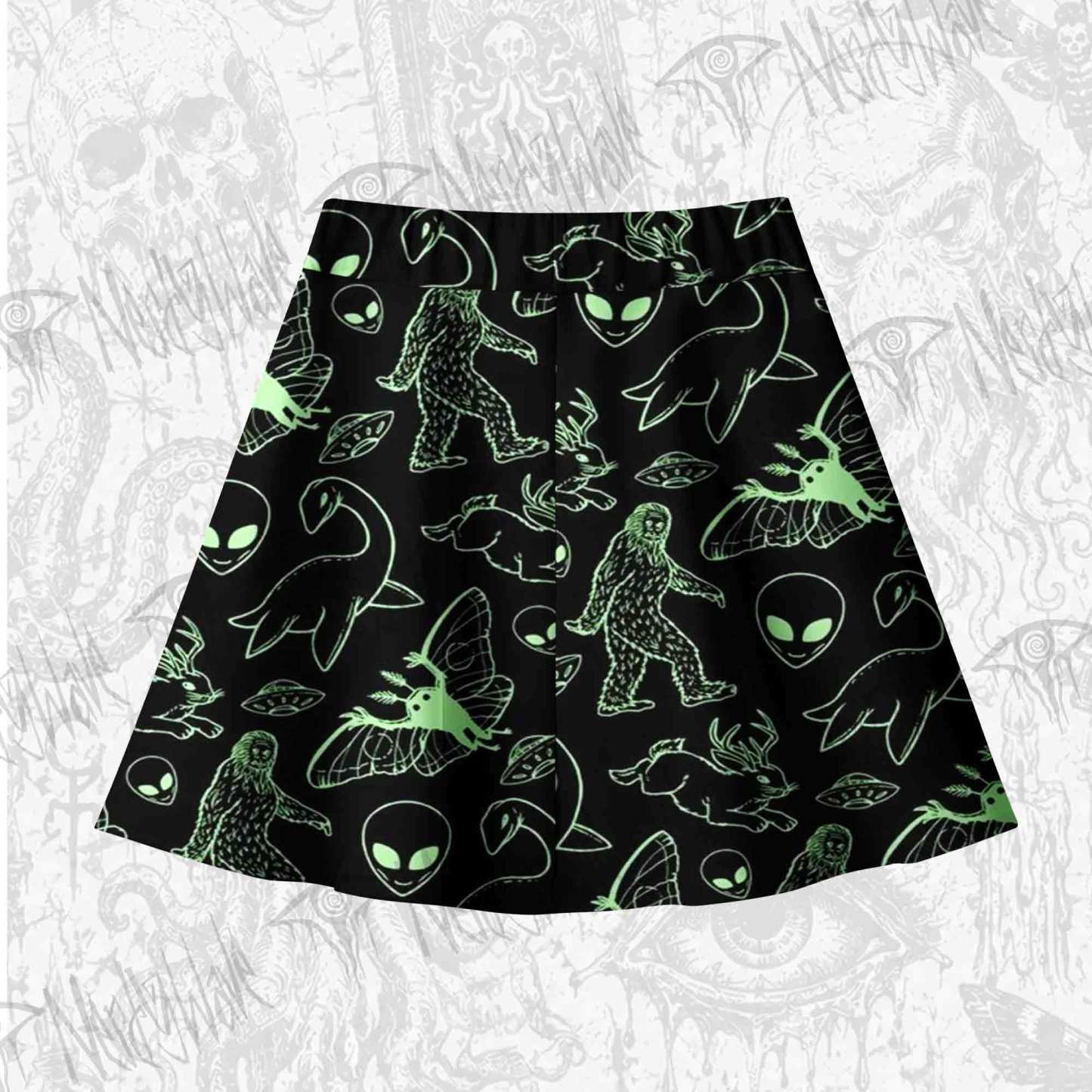 Cryptid Night Skateboard Skirts
