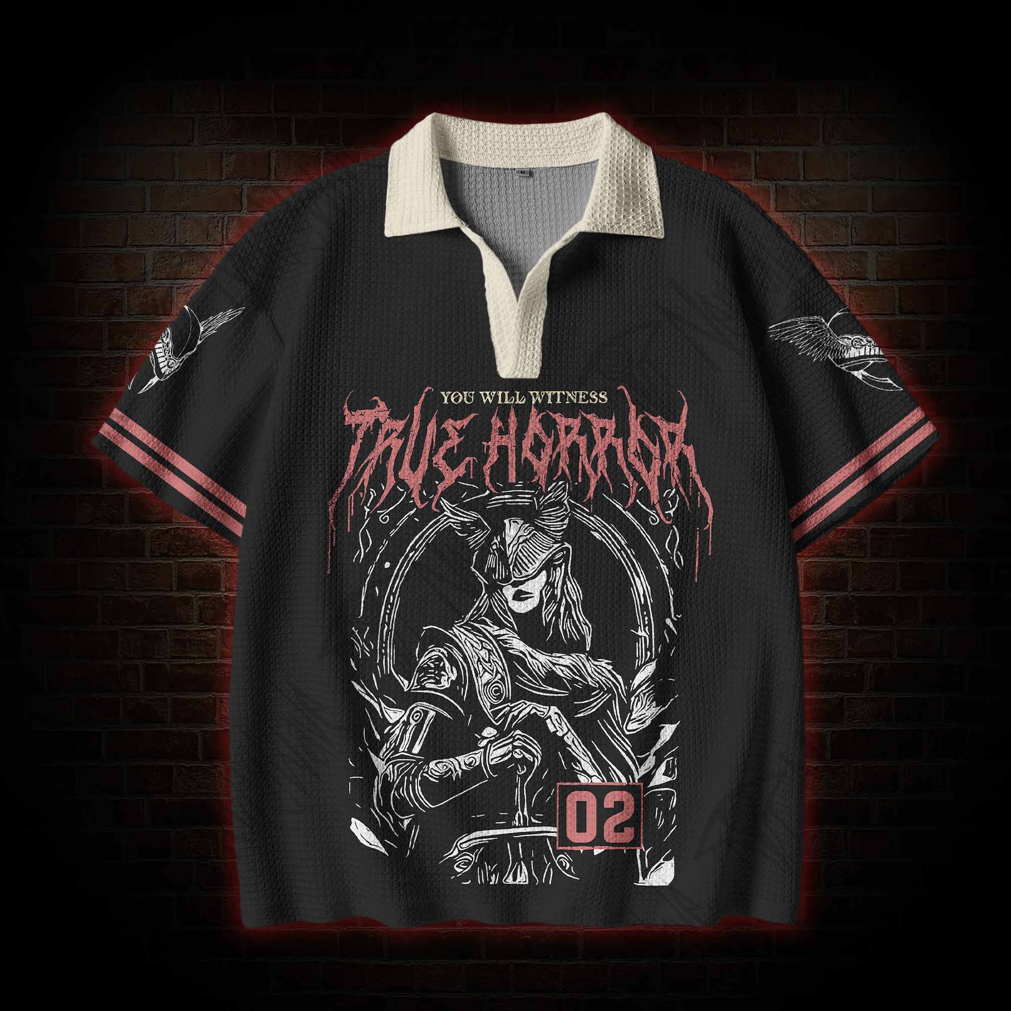 True Horror Crochet Knit Polo Shirt