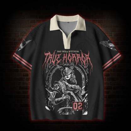 True Horror Crochet Knit Polo Shirt