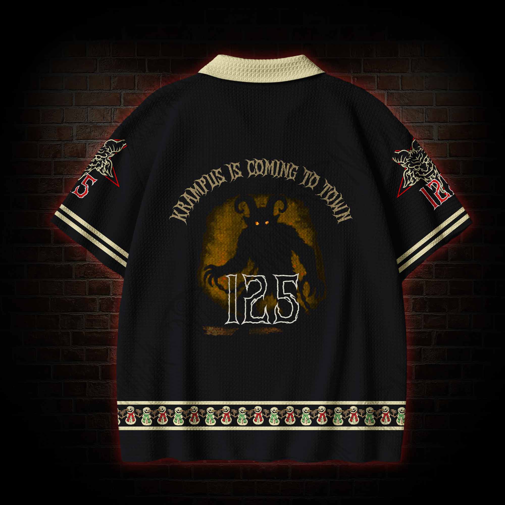 Be Good Or Else Krampus Christmas Crochet Knit Polo Shirt