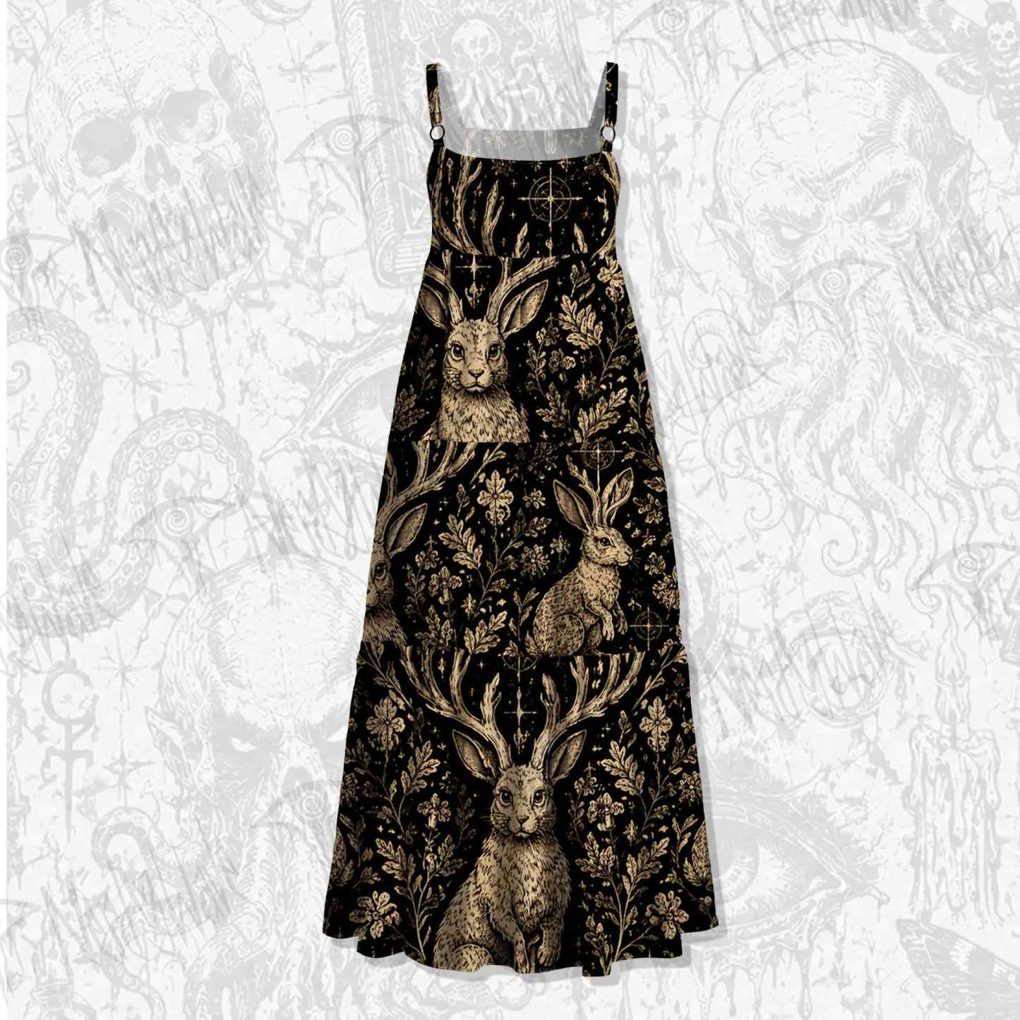 Jackalope Memento Mori Wide Straps Maxi Dress