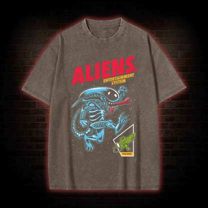 Aliens Entertainment System Washed T-shirt