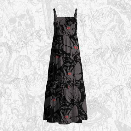 Mothman in the Jungle Cotton Wide Straps Maxi Dress