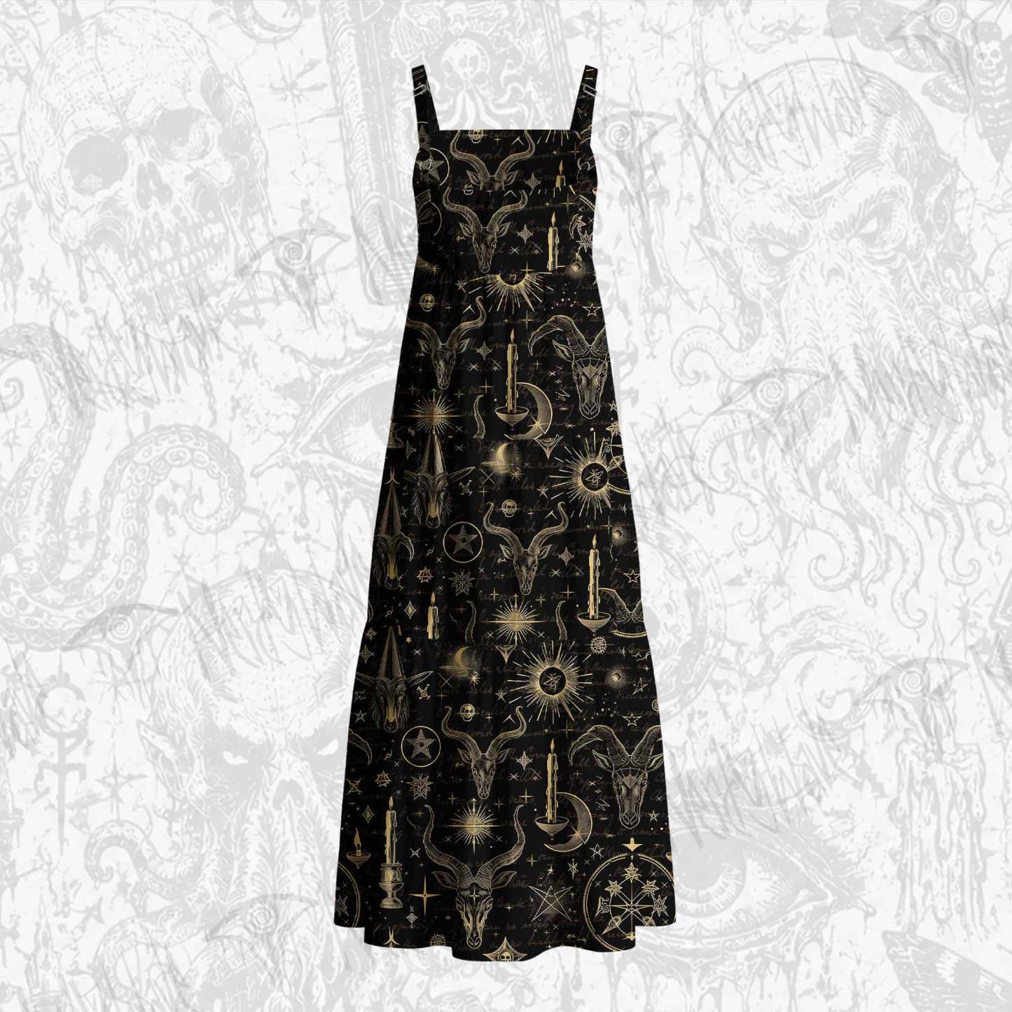 Baphomet Cotton Wide Straps Maxi Dress