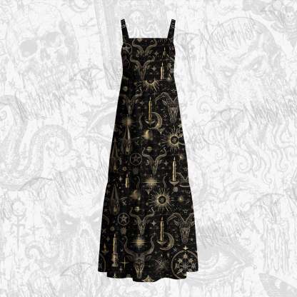 Baphomet Cotton Wide Straps Maxi Dress