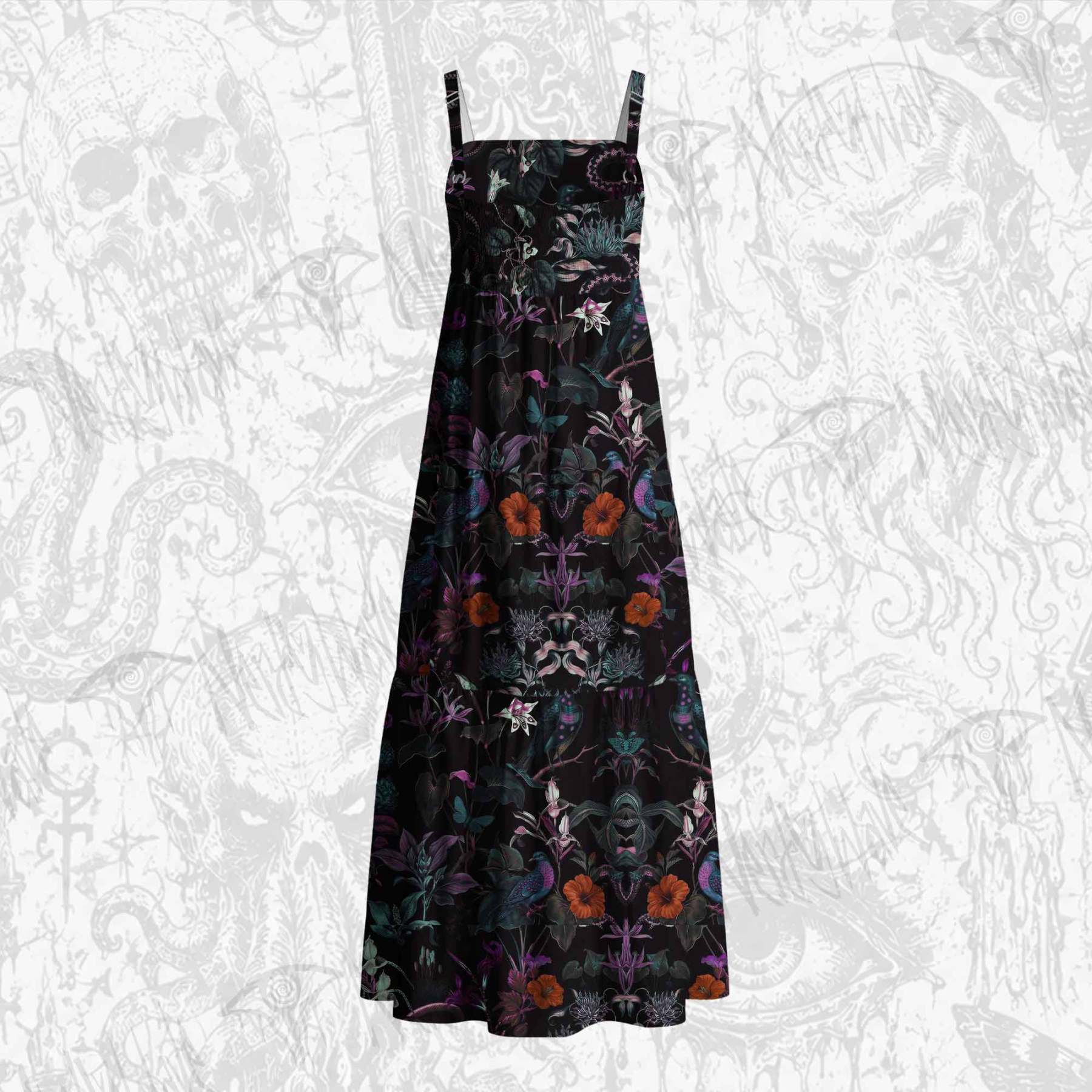 Forbidden Flora Cotton Wide Straps Maxi Dress