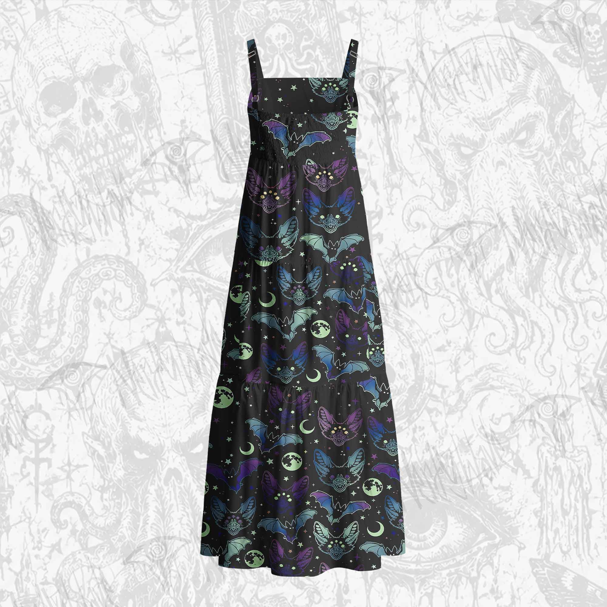 Bats Cotton Wide Straps Maxi Dress