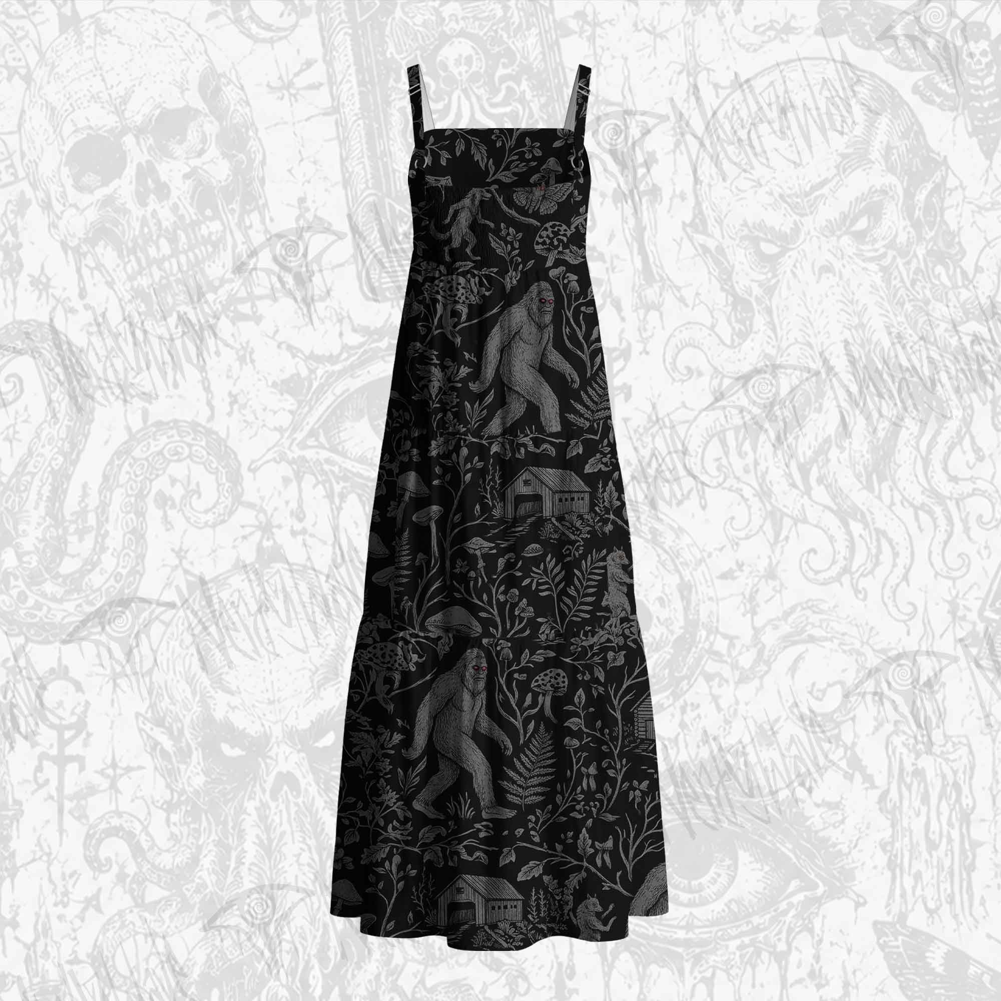 Cryptid Forest Cotton Wide Straps Maxi Dress