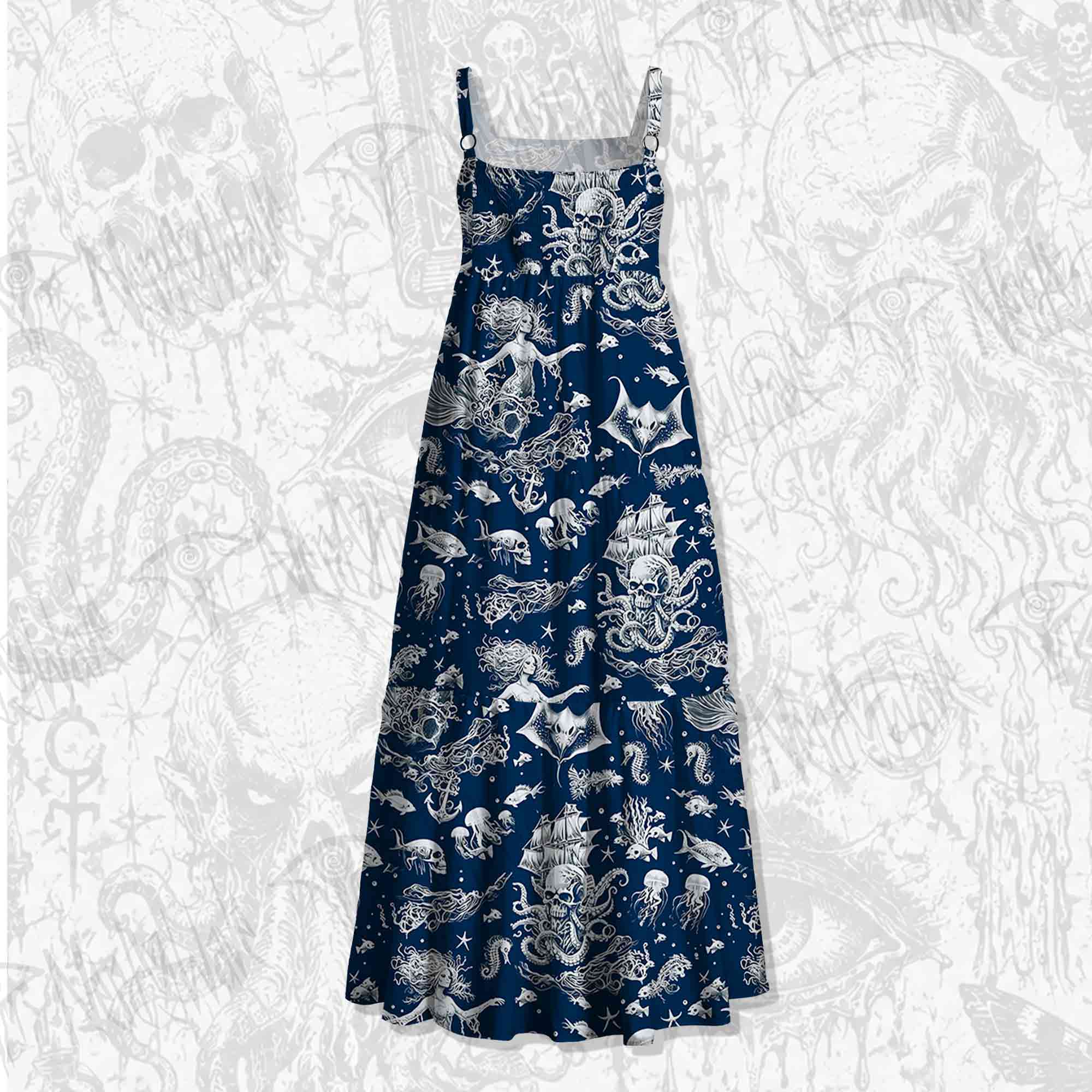 Abyssal Echoes Wide Straps Maxi Dress