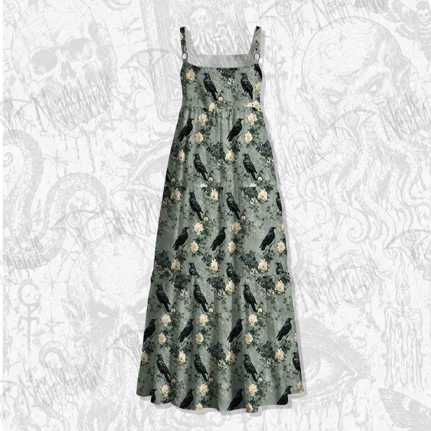 Raven's Requiem Wide Straps Maxi Dress