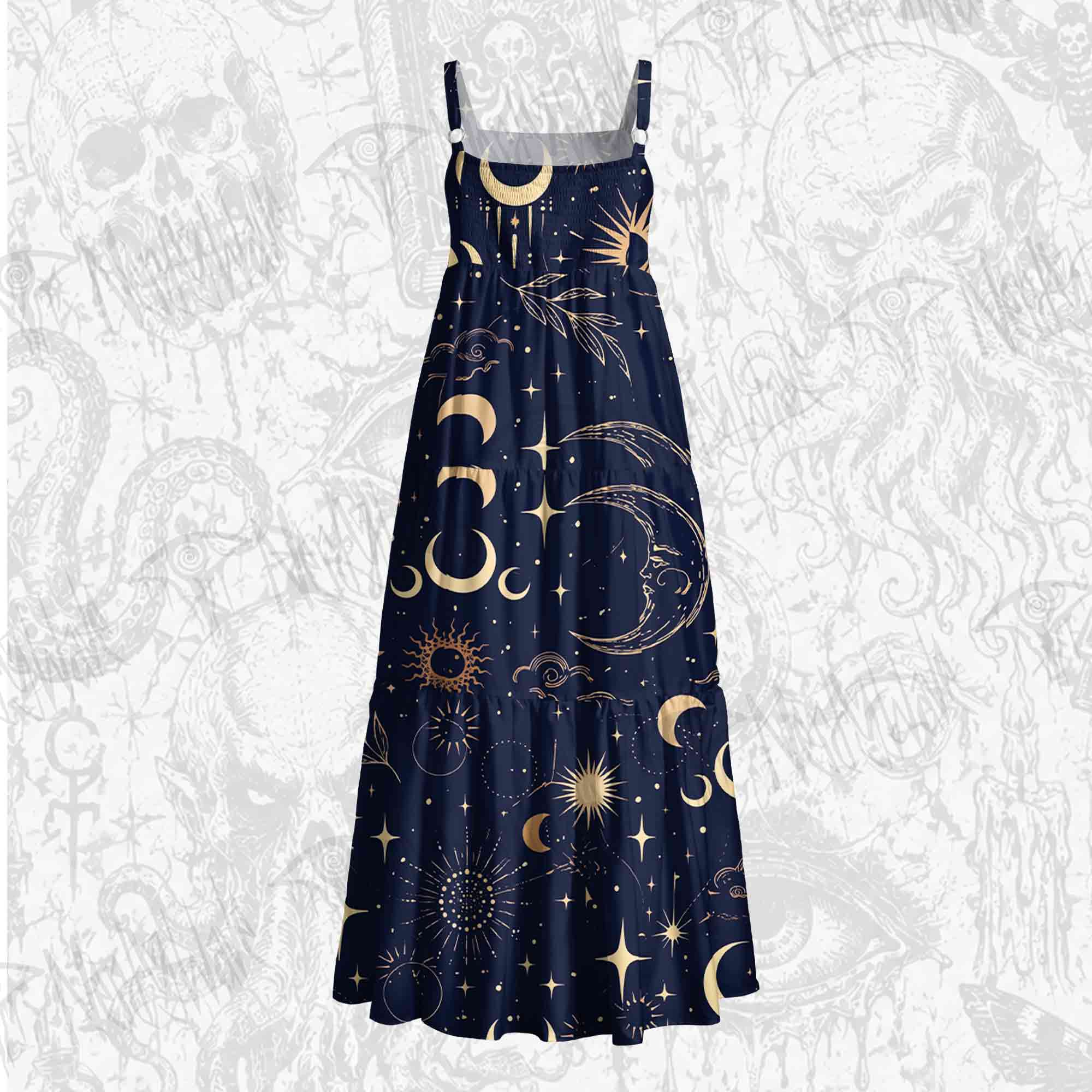 Celestial Aesthetic Wide Straps Maxi Dress