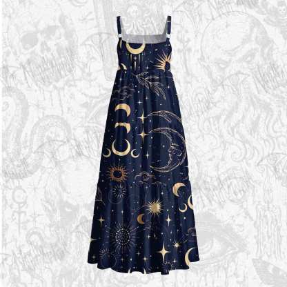 Celestial Aesthetic Wide Straps Maxi Dress