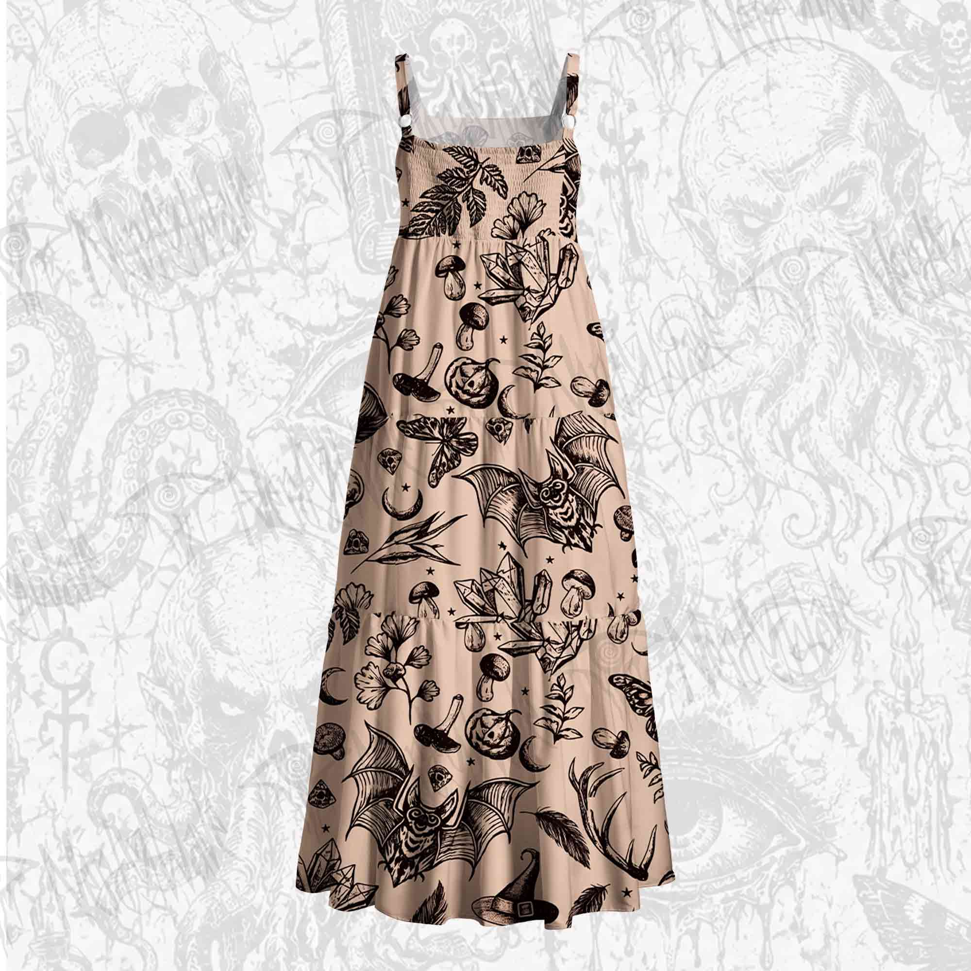 Witchy Botanical Wide Straps Maxi Dress
