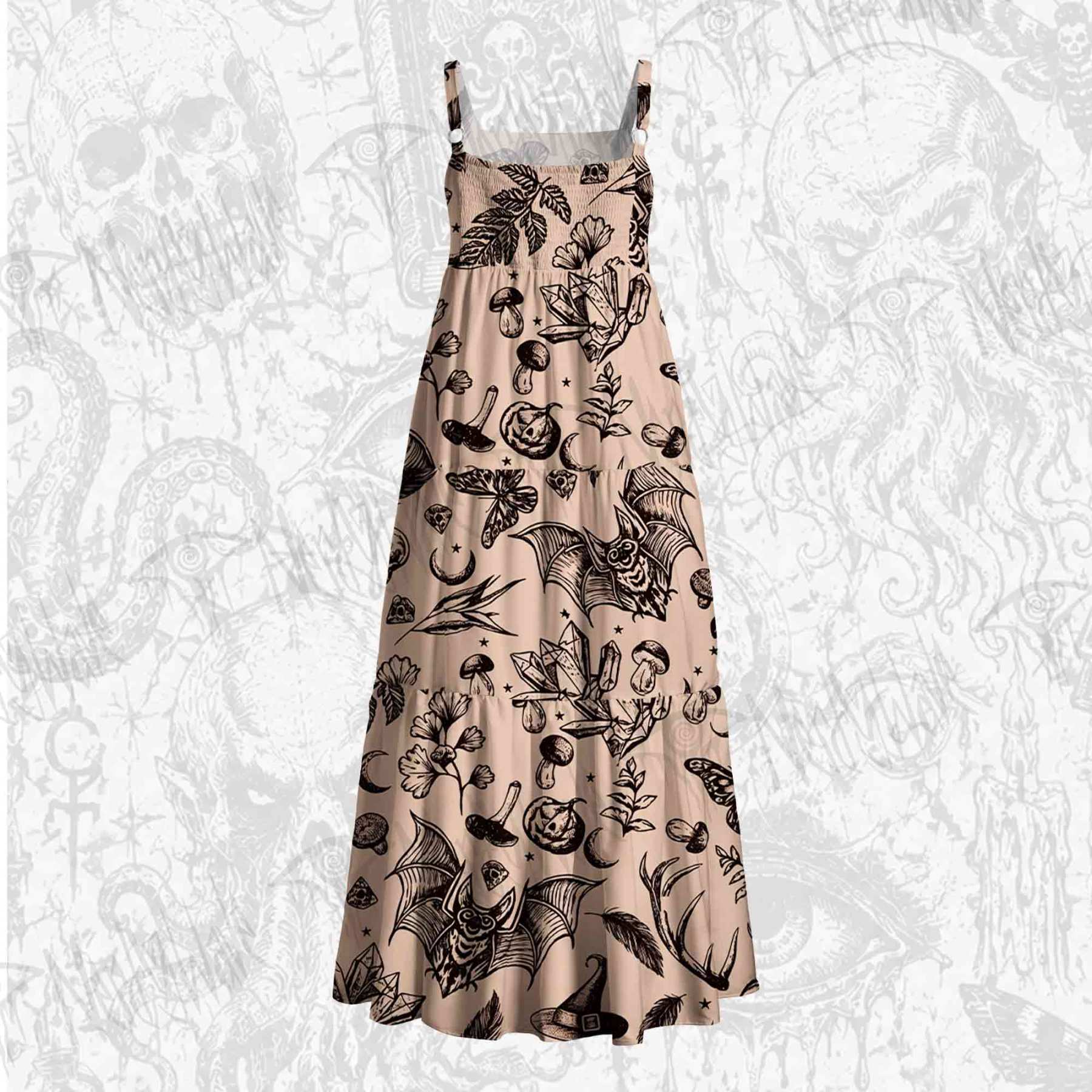 Witchy Botanical Wide Straps Maxi Dress
